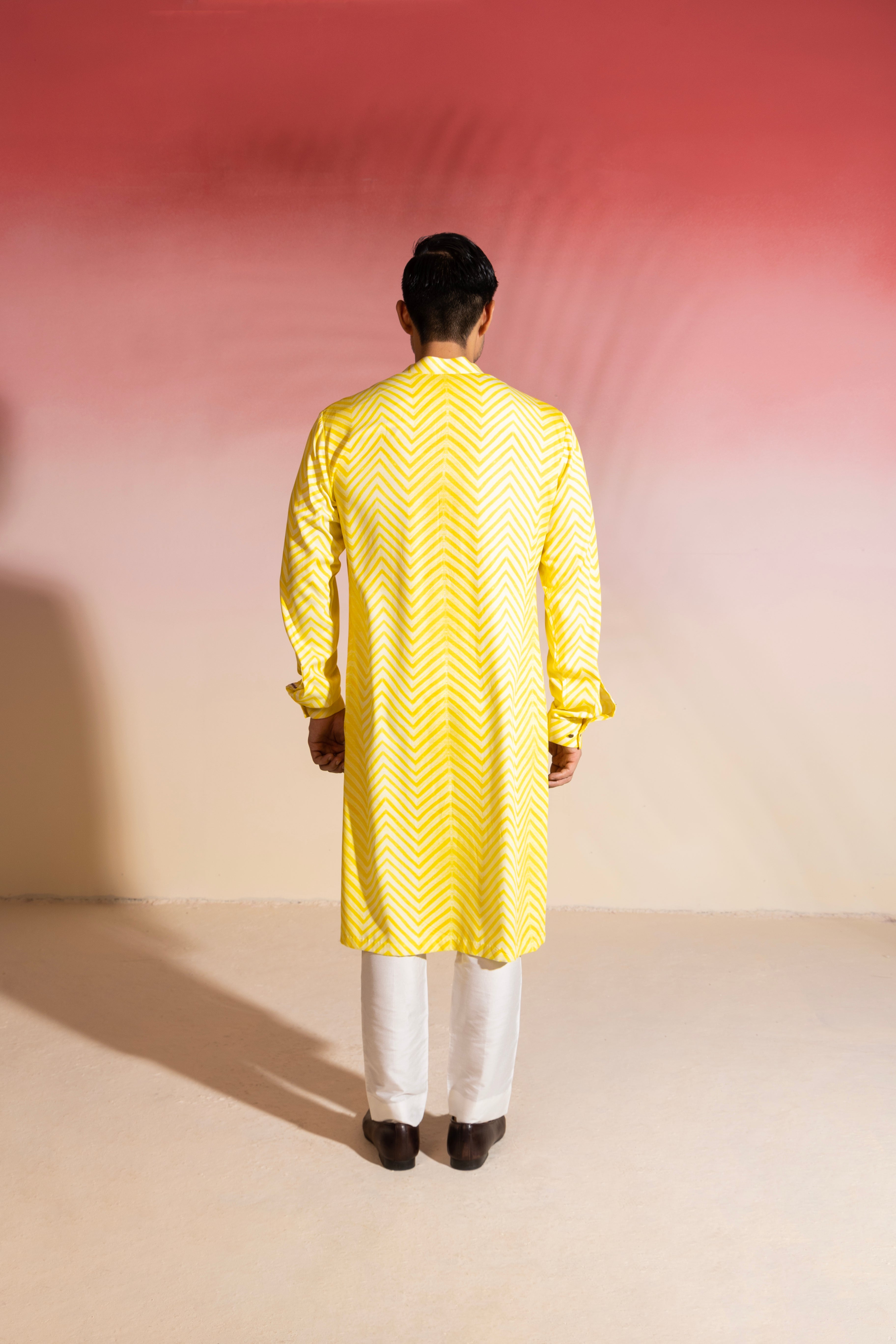 Shibori Kurta in Lemon