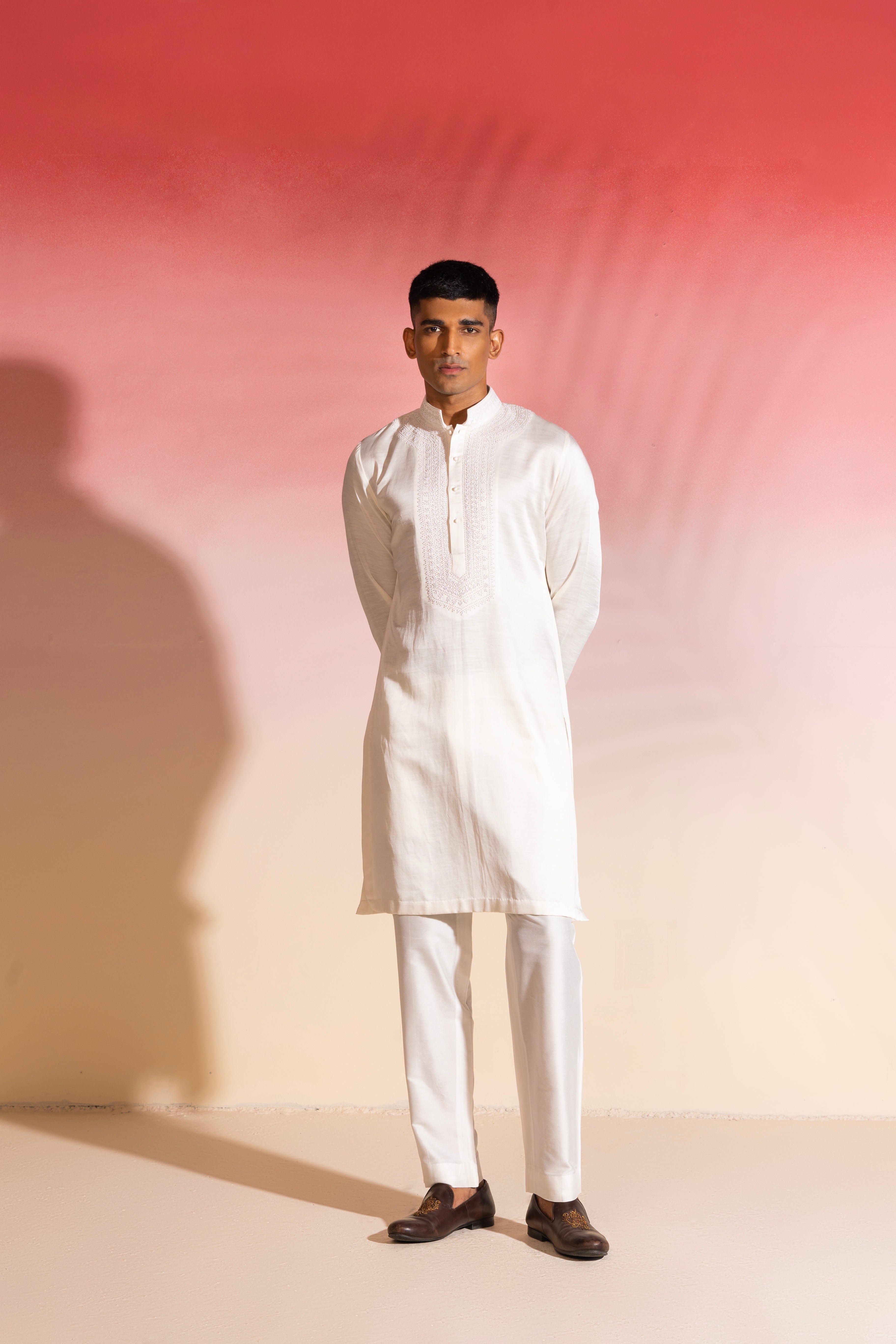 Ivory French-Knot Kurta