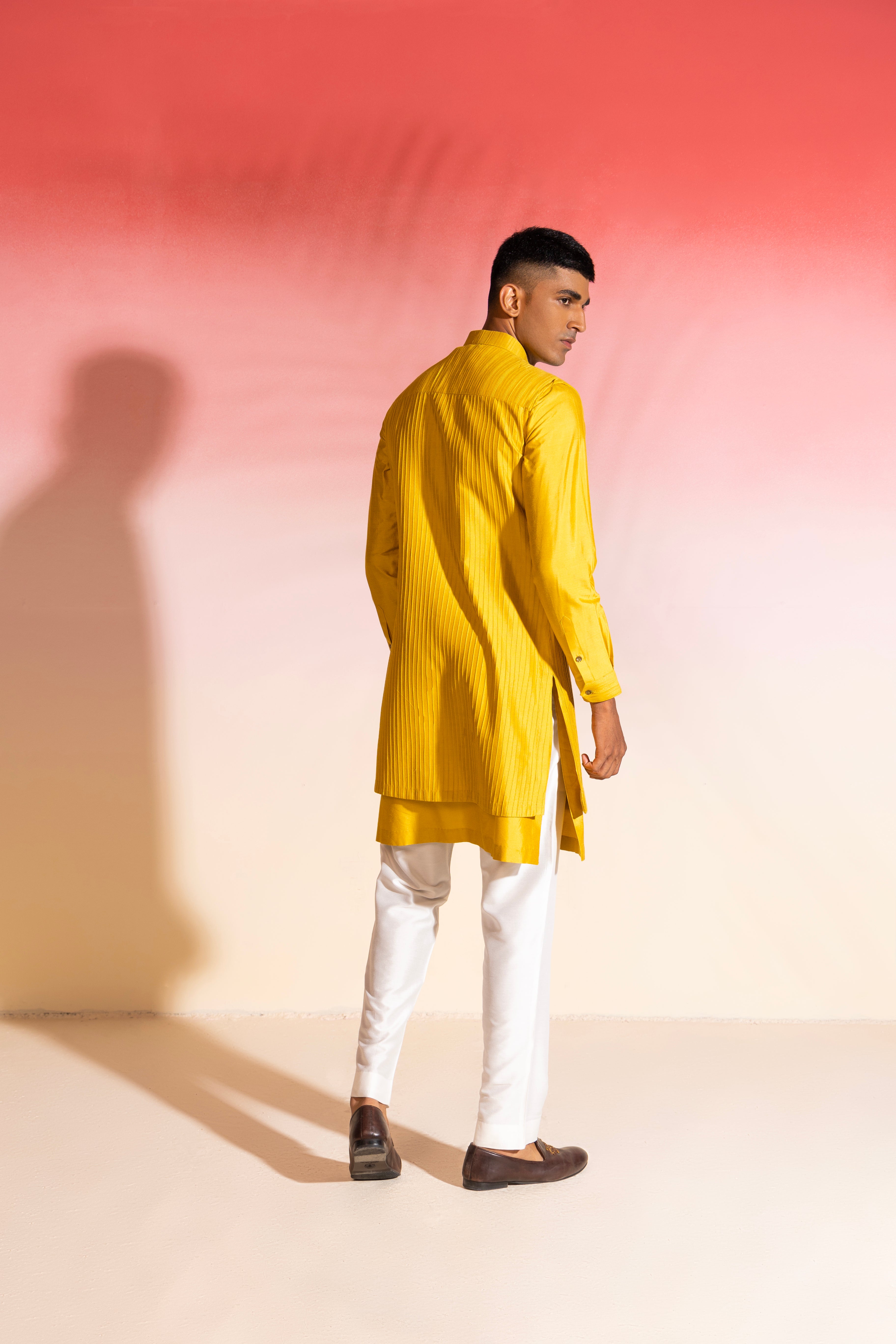 Mustard Jacket with Kurta Set