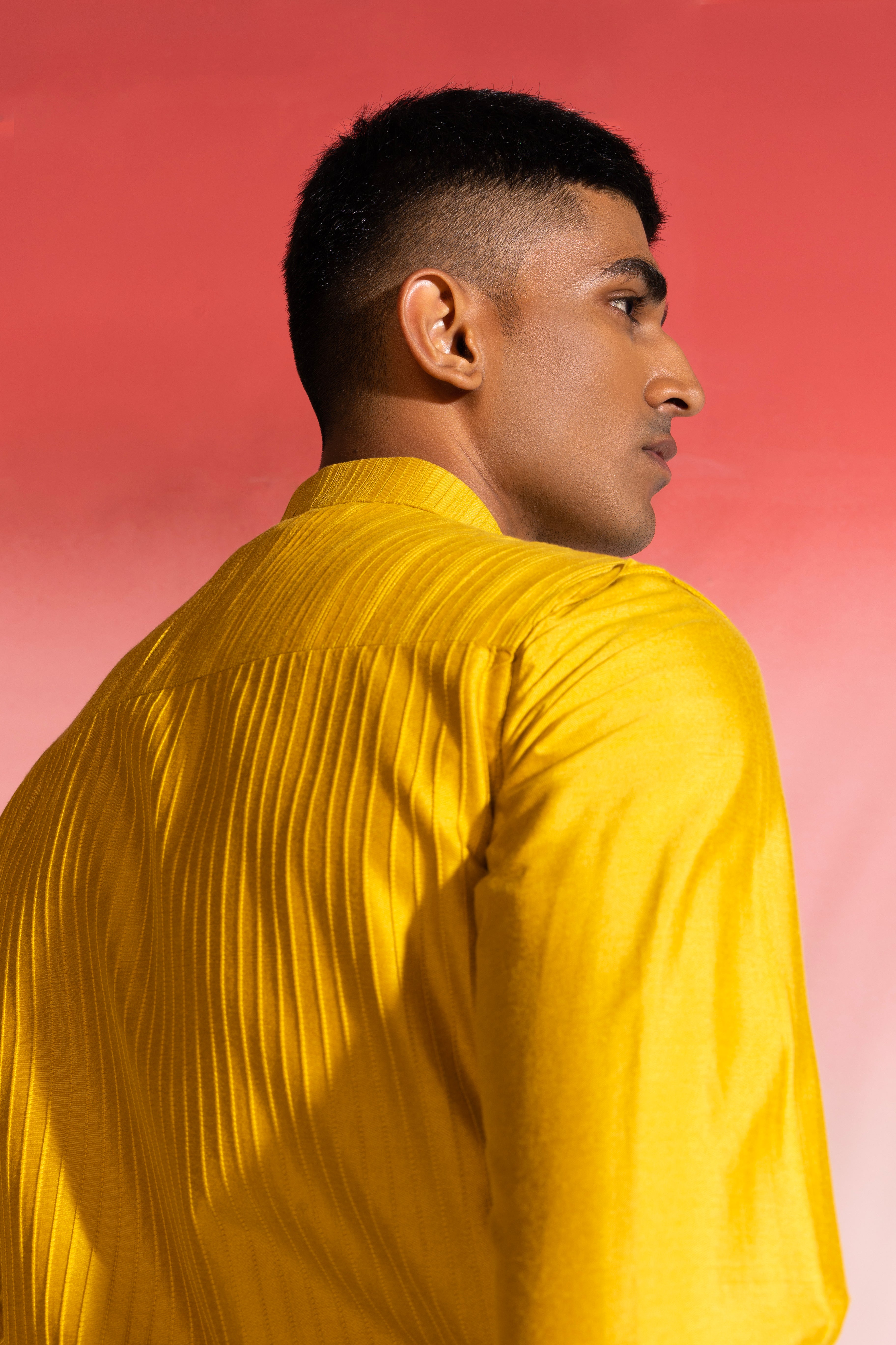 Mustard Jacket with Kurta Set
