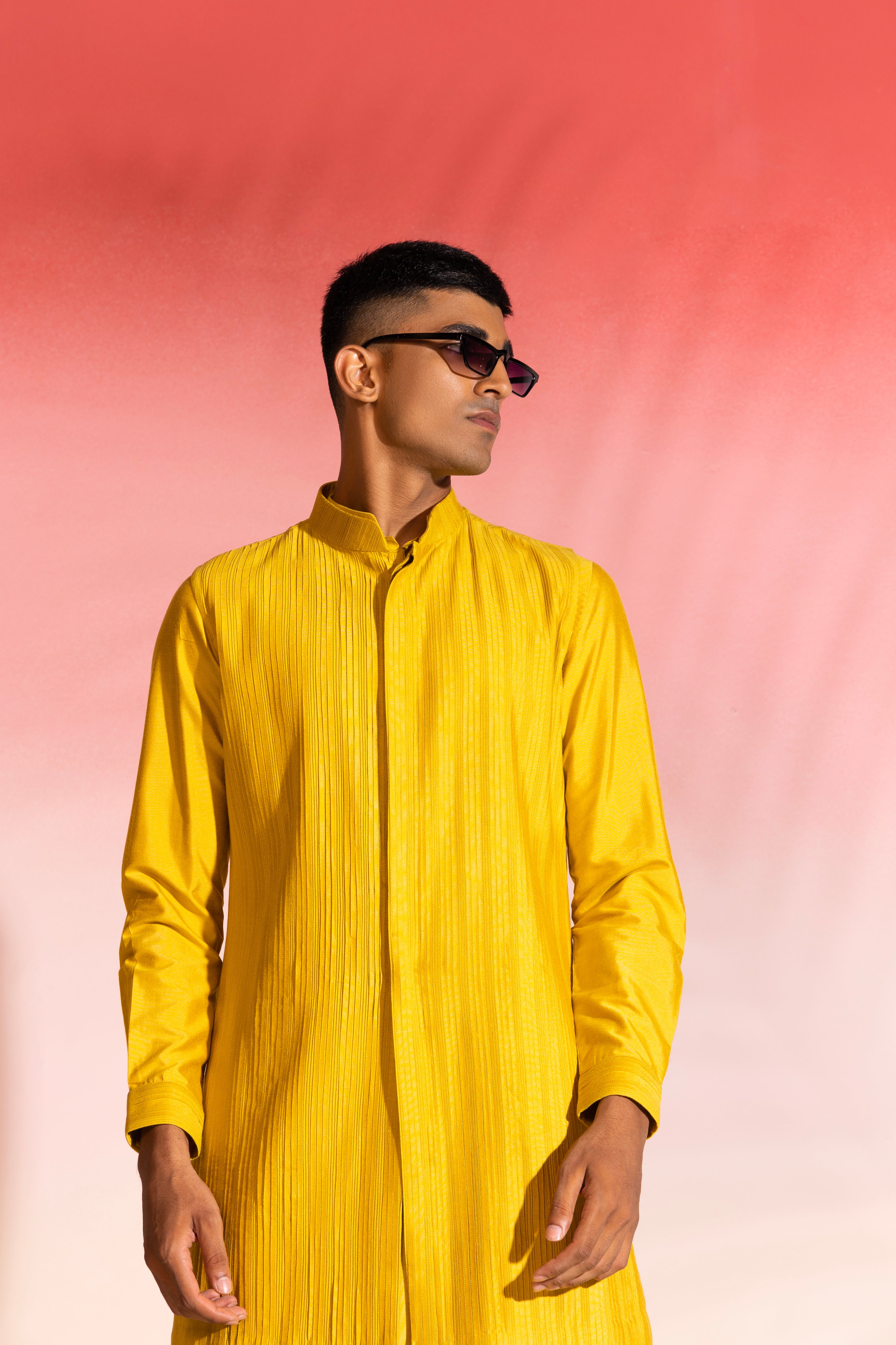 Mustard Jacket with Kurta Set