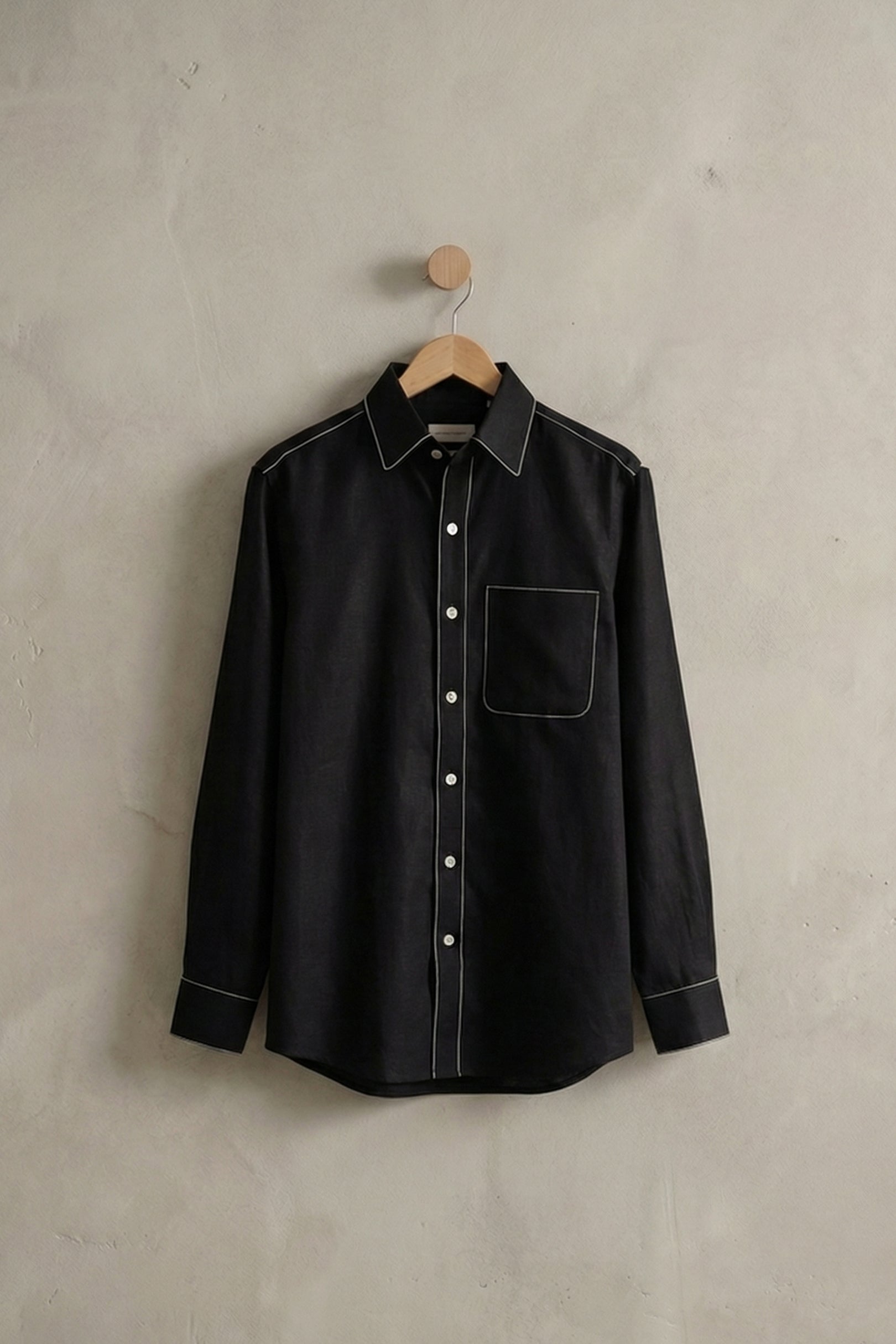 BLACK RAW EDGE SHIRT