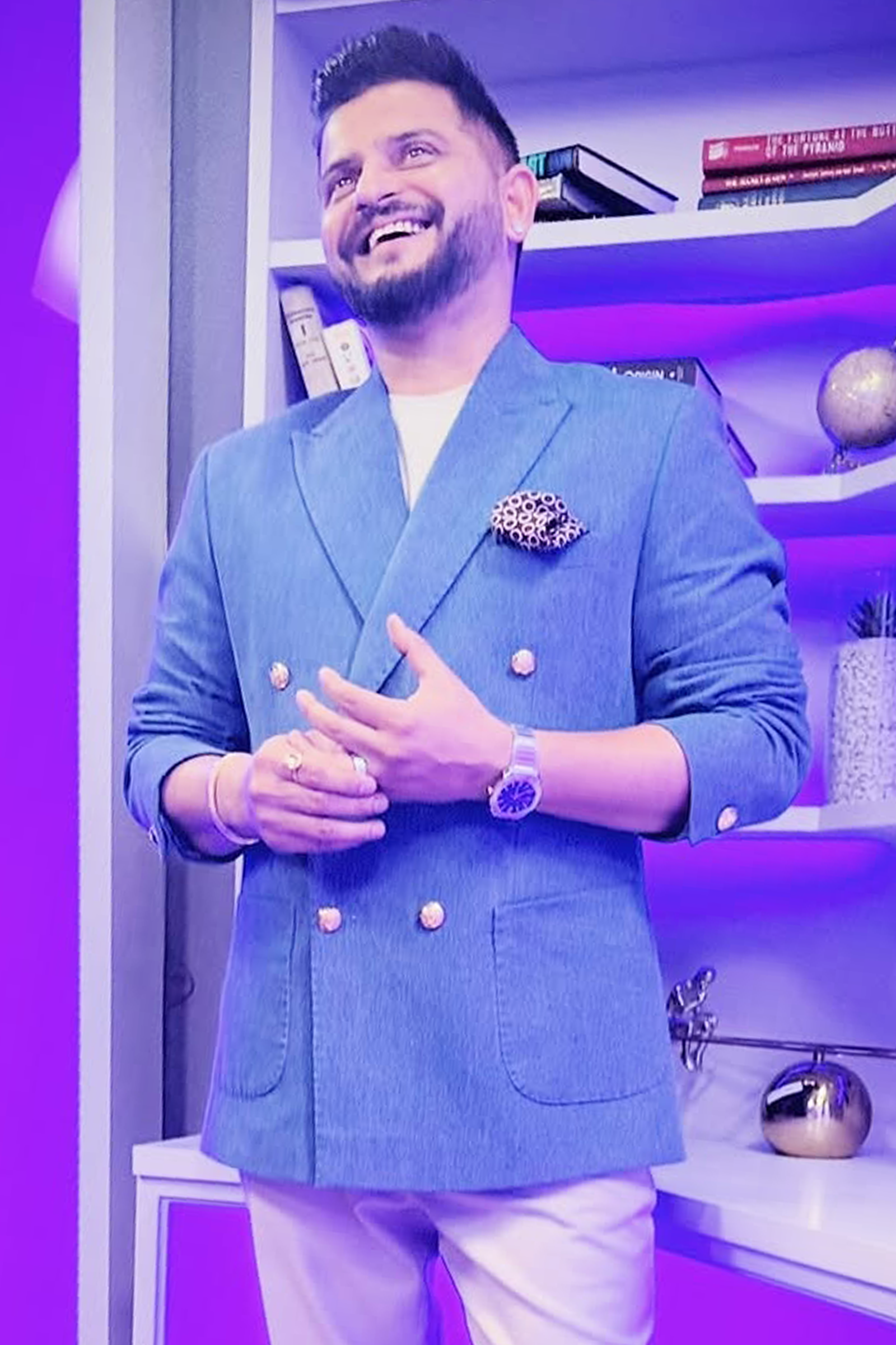 Suresh Raina in Supreme Denim Blazer