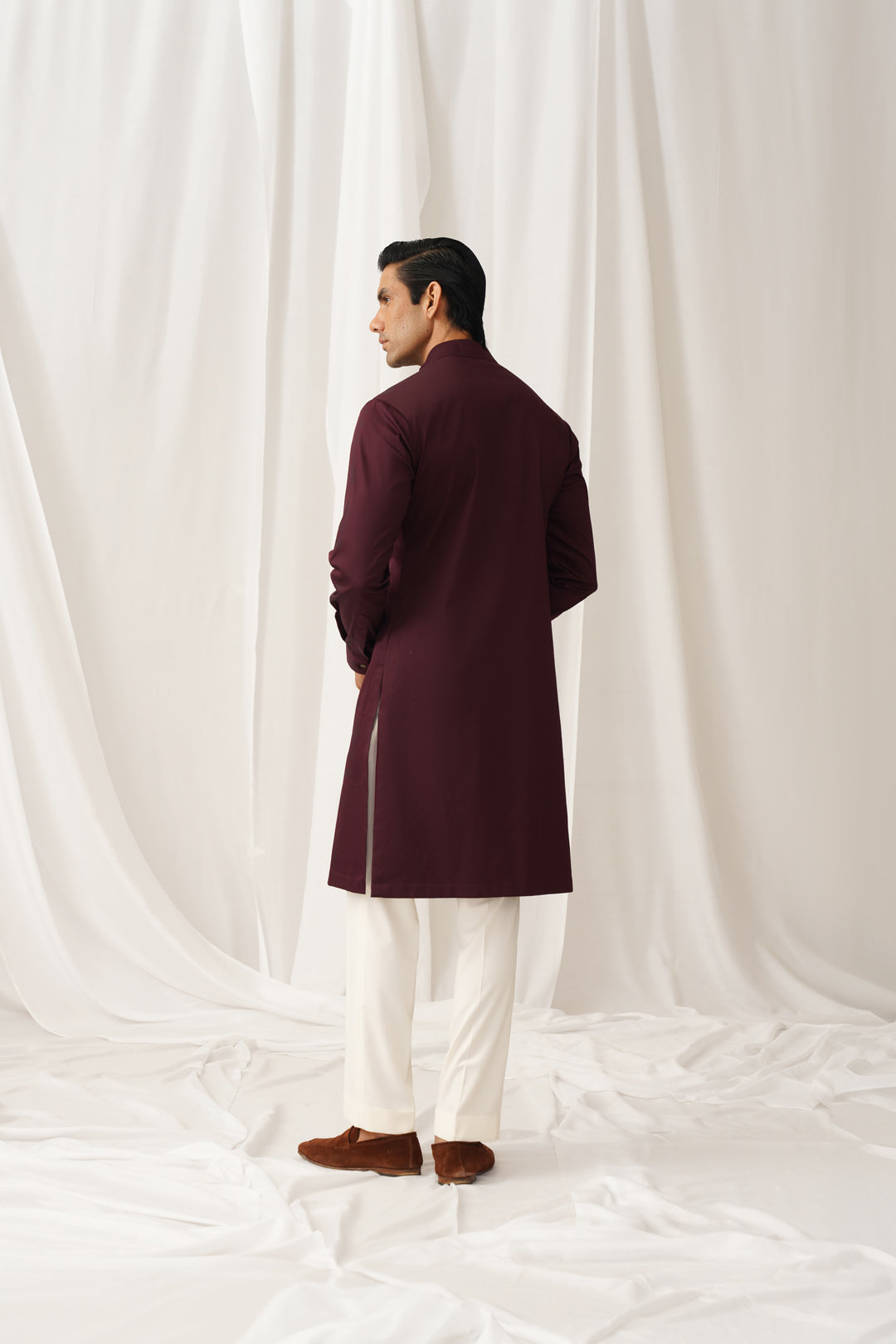 Plum Textured Kurta