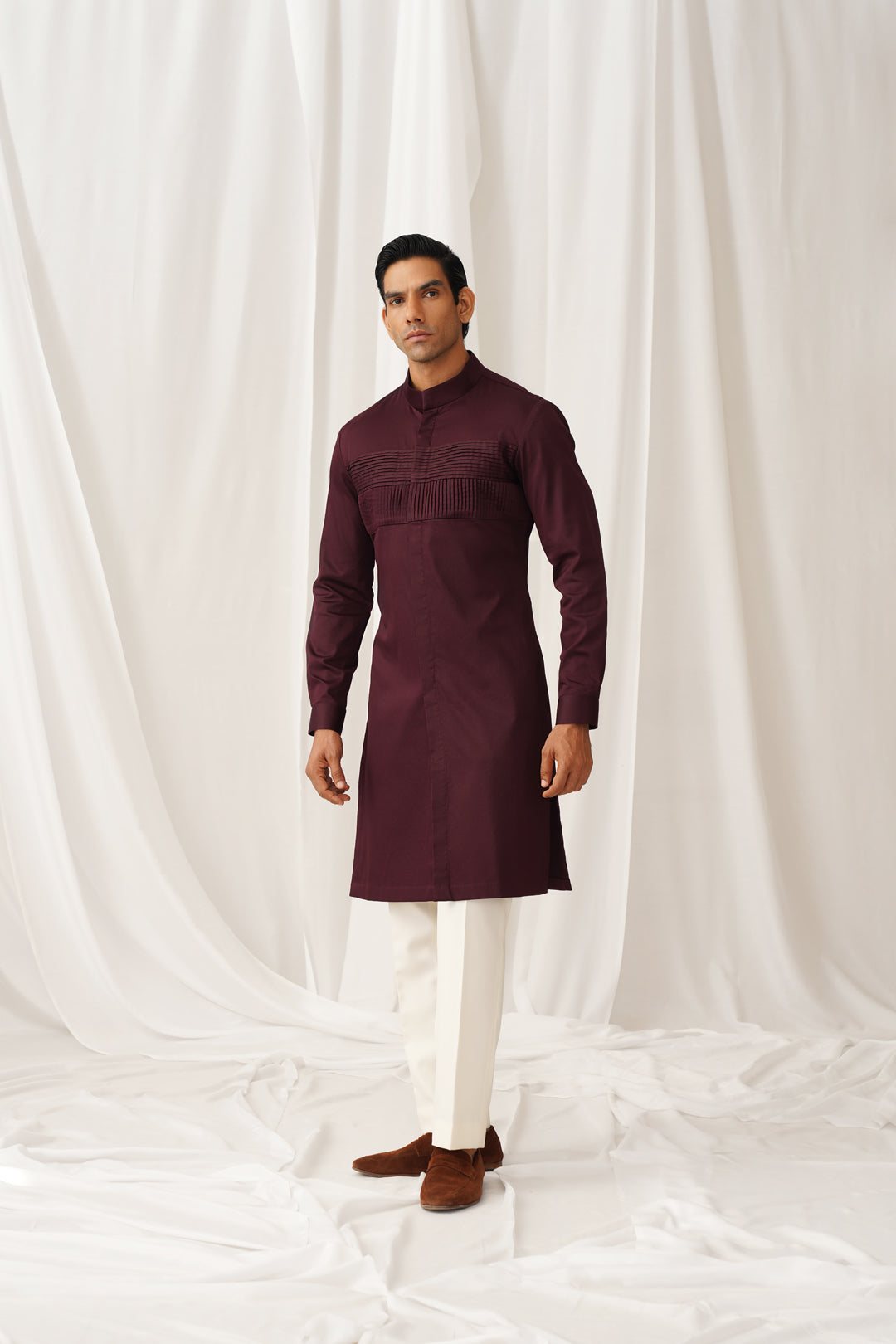 Plum Textured Kurta