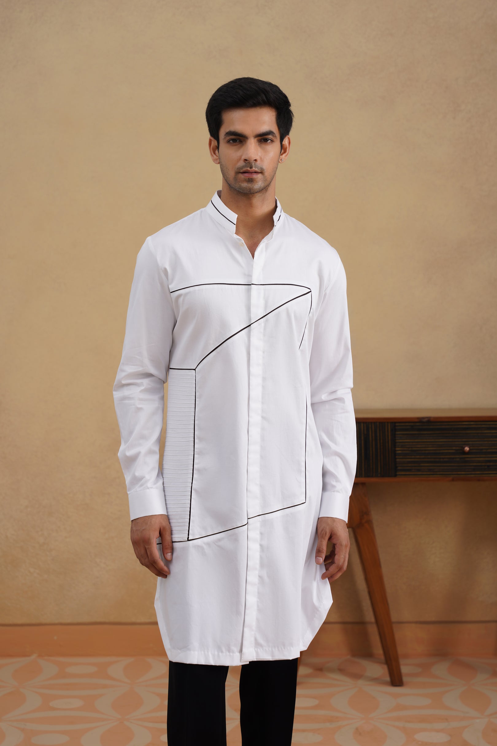 3-d box kurta white