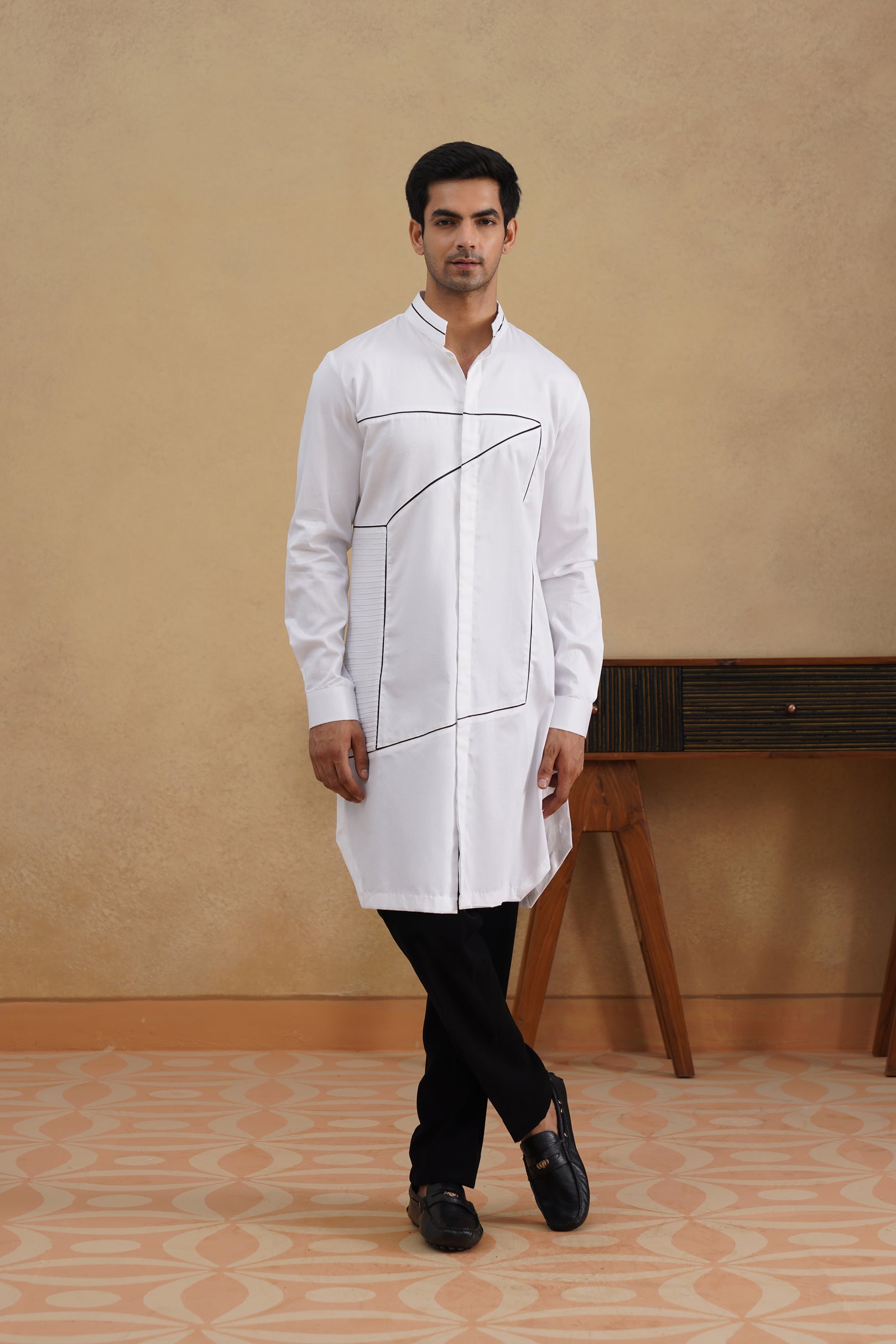 3-d box kurta white
