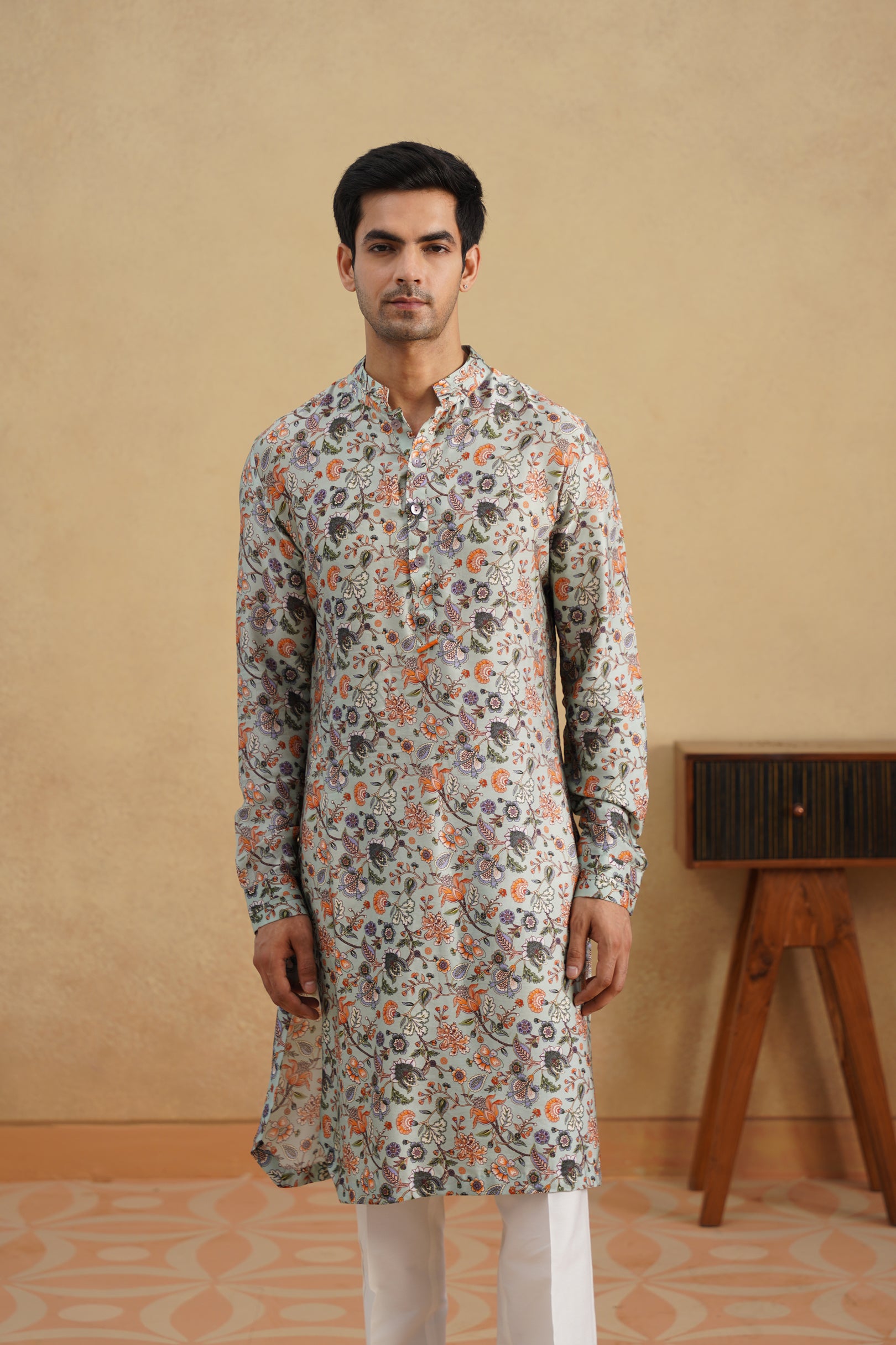 SAGE FLORAL CALM KURTA