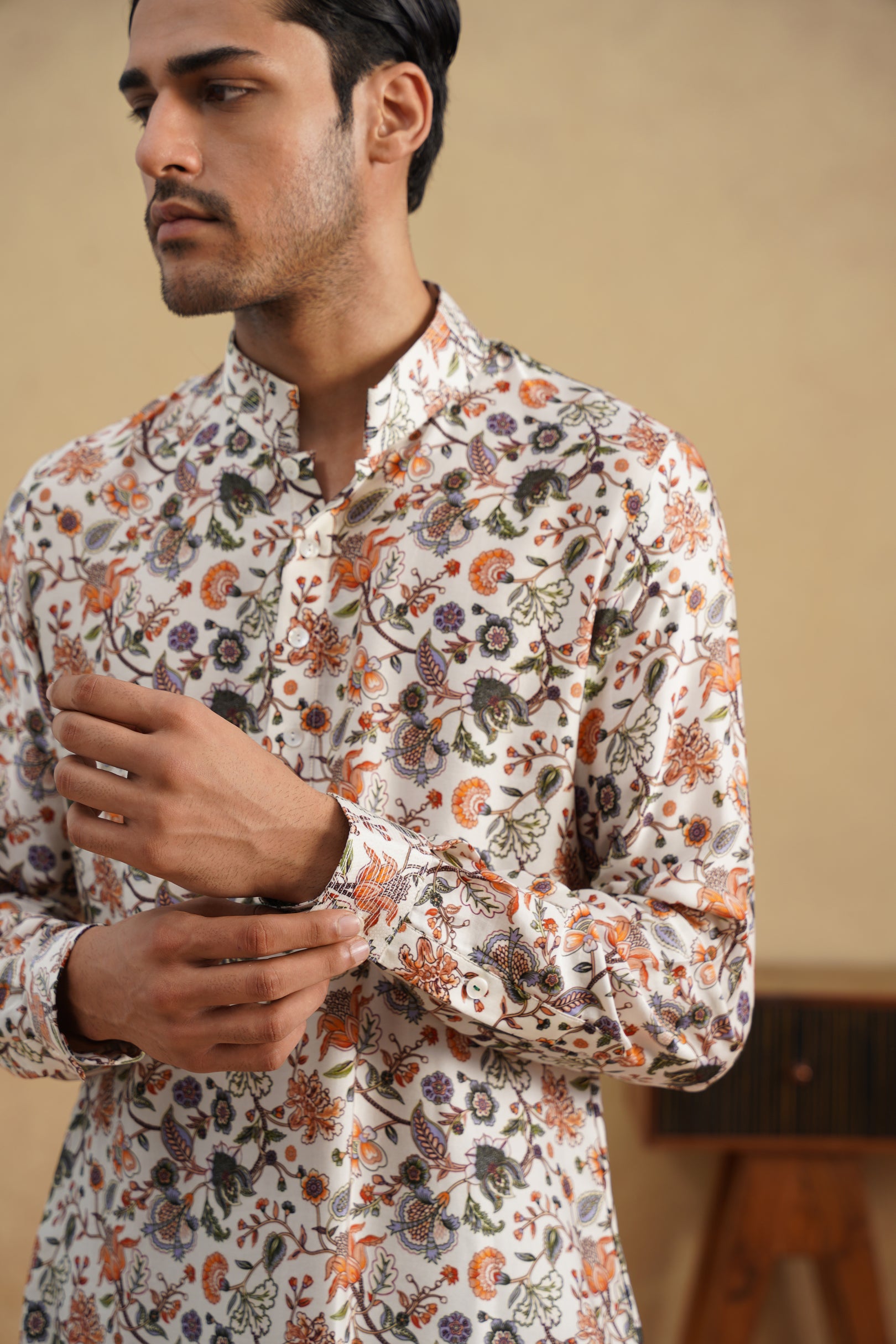 IVORY FLORAL CALM KURTA