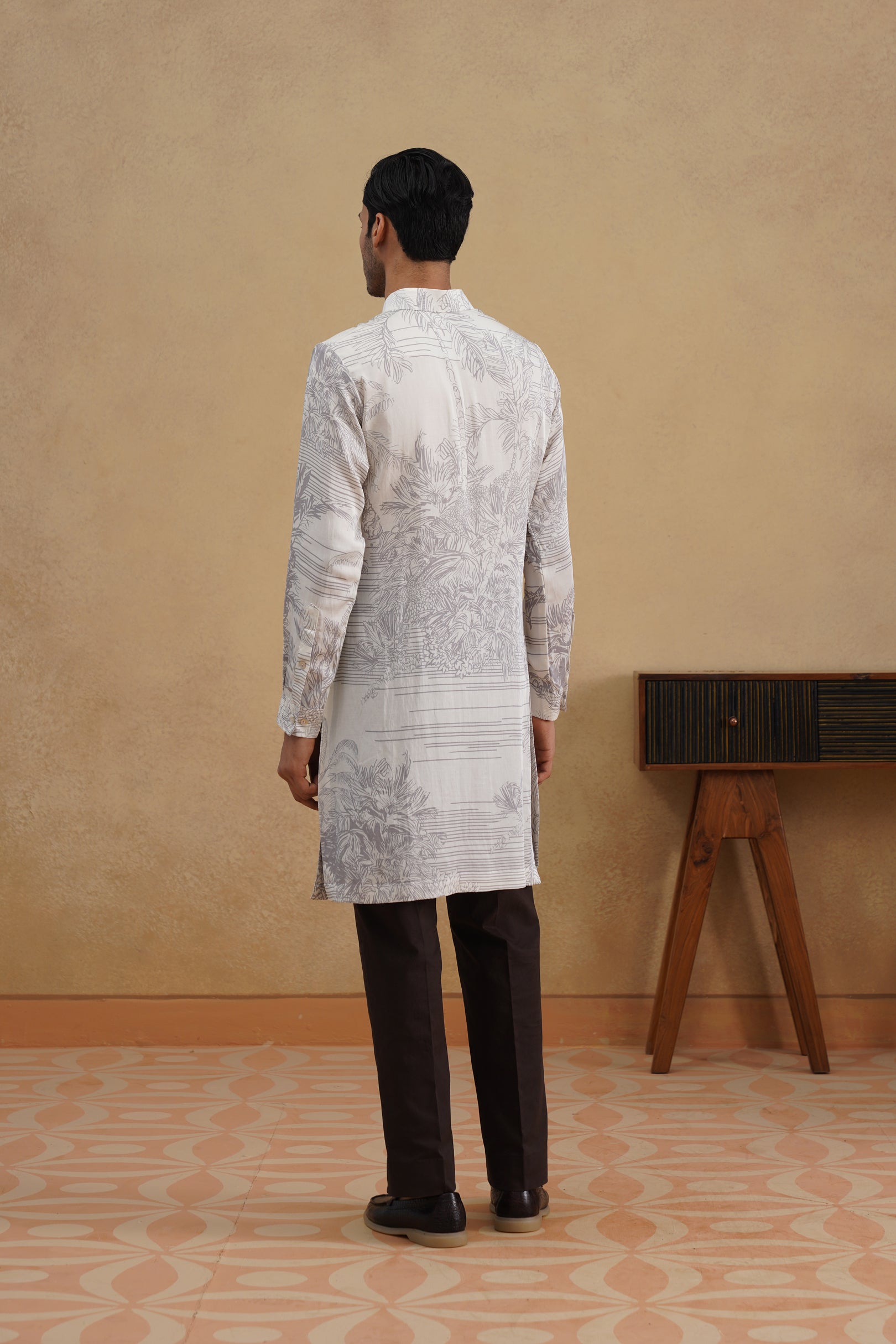 STENCIL KURTA(GREY/SILVER)