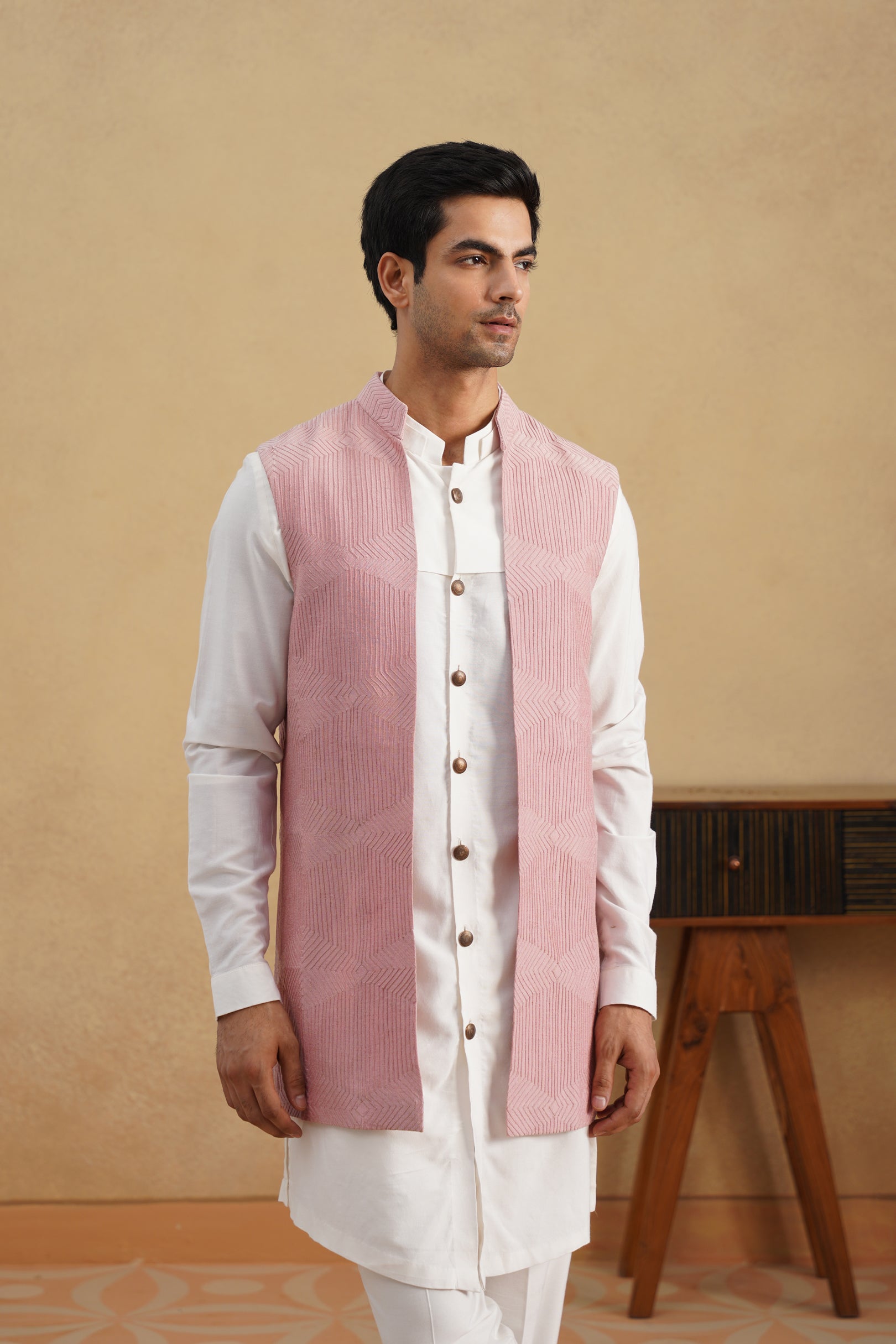 Pink D-N Kurta-Nehru Set