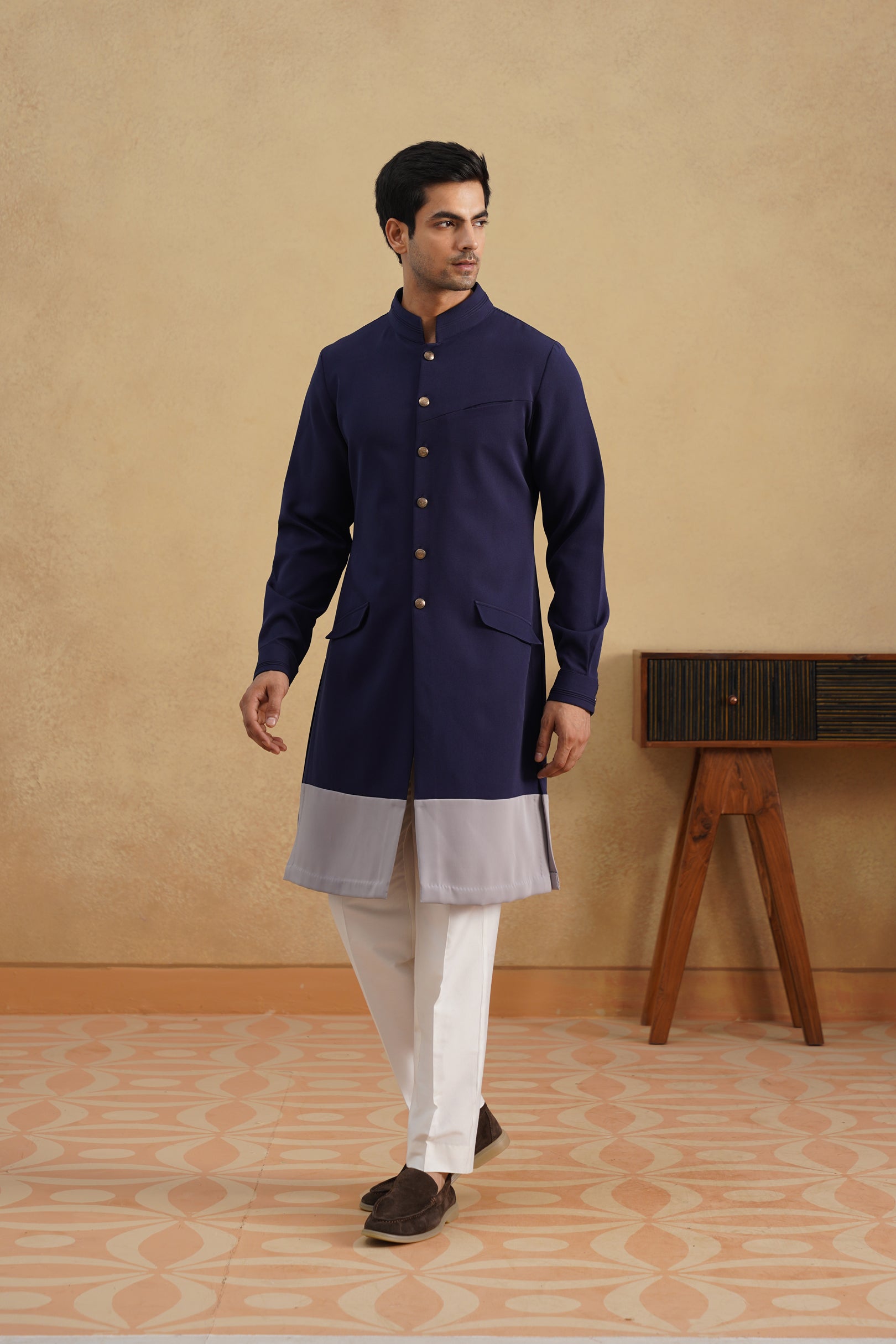 LUXE NAVY-GREY KURTA