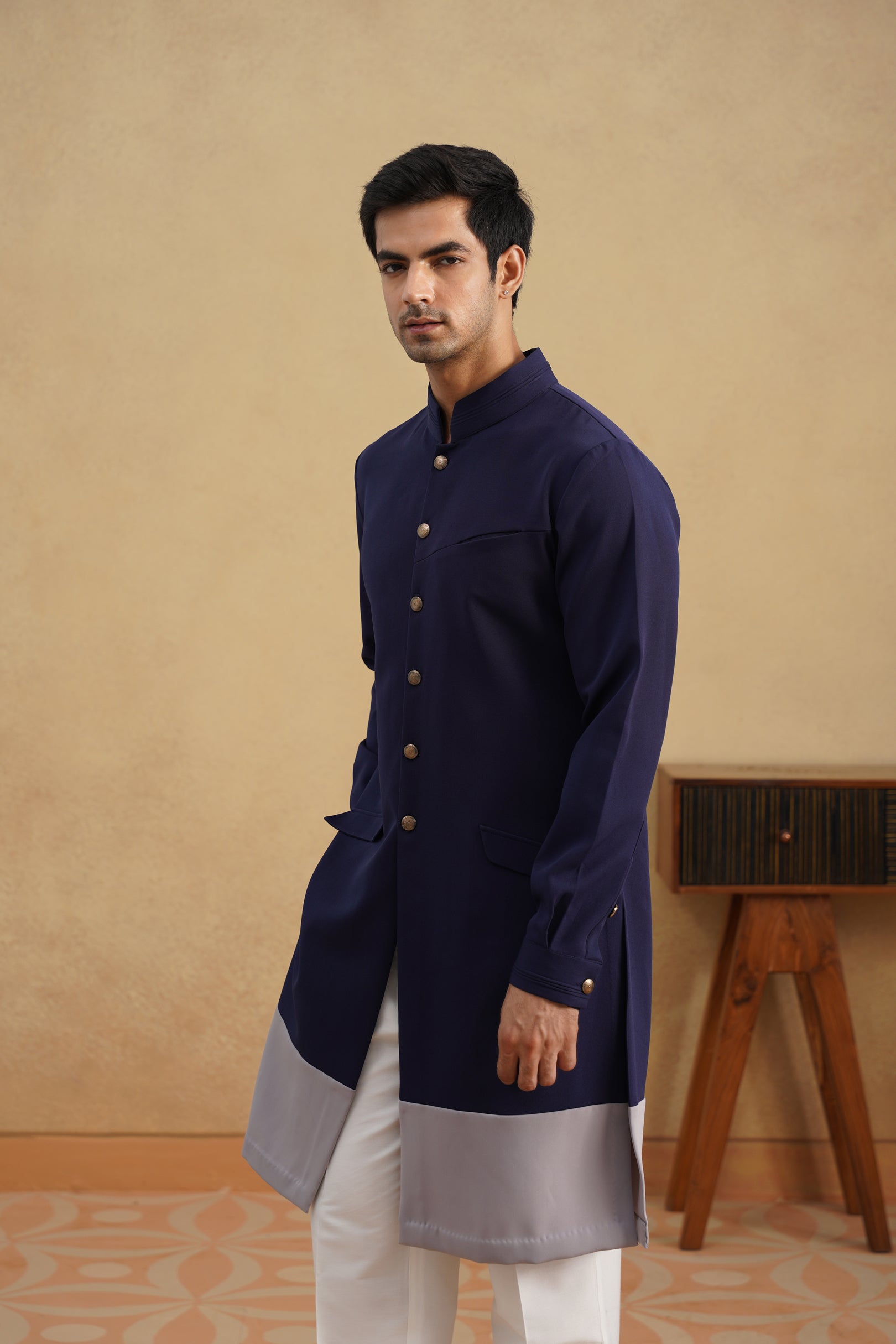 LUXE NAVY-GREY KURTA