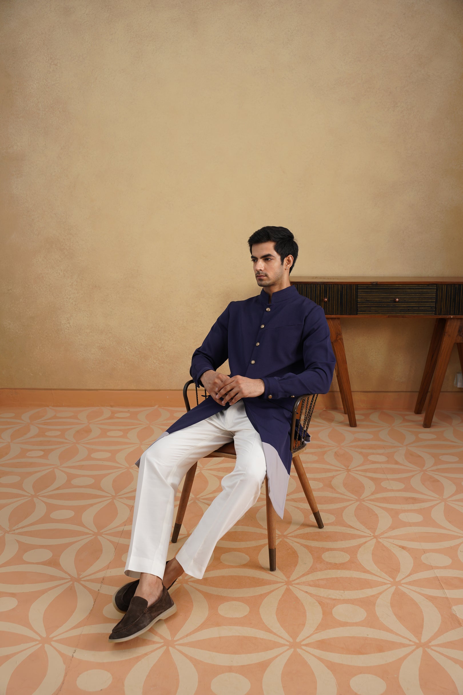 LUXE NAVY-GREY KURTA