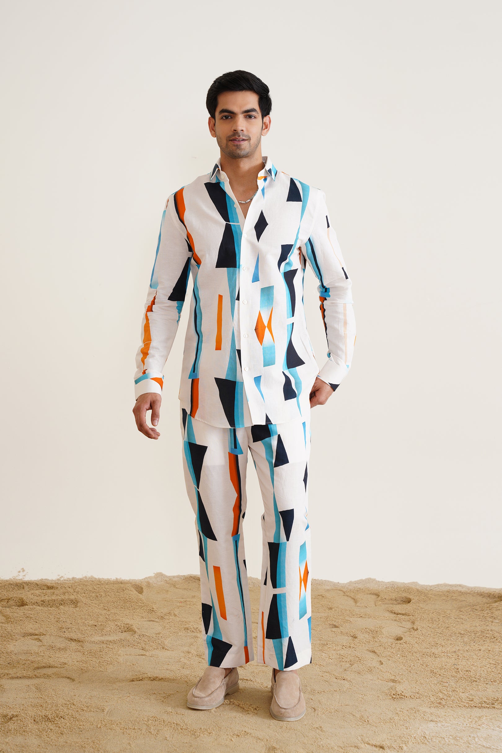 Abstract Cotton-linen Co-ord Set