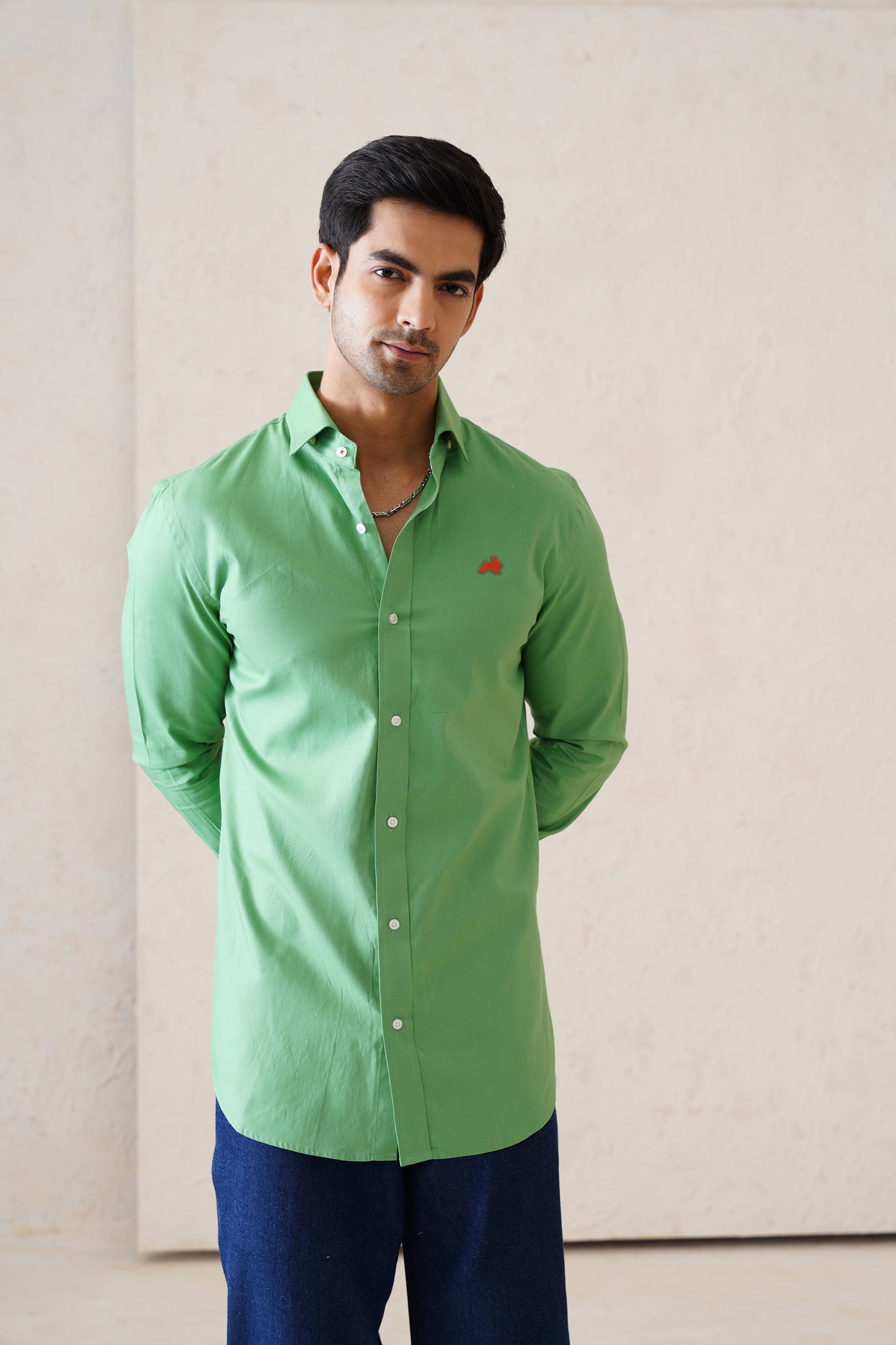 Solid Lime Twill Shirt