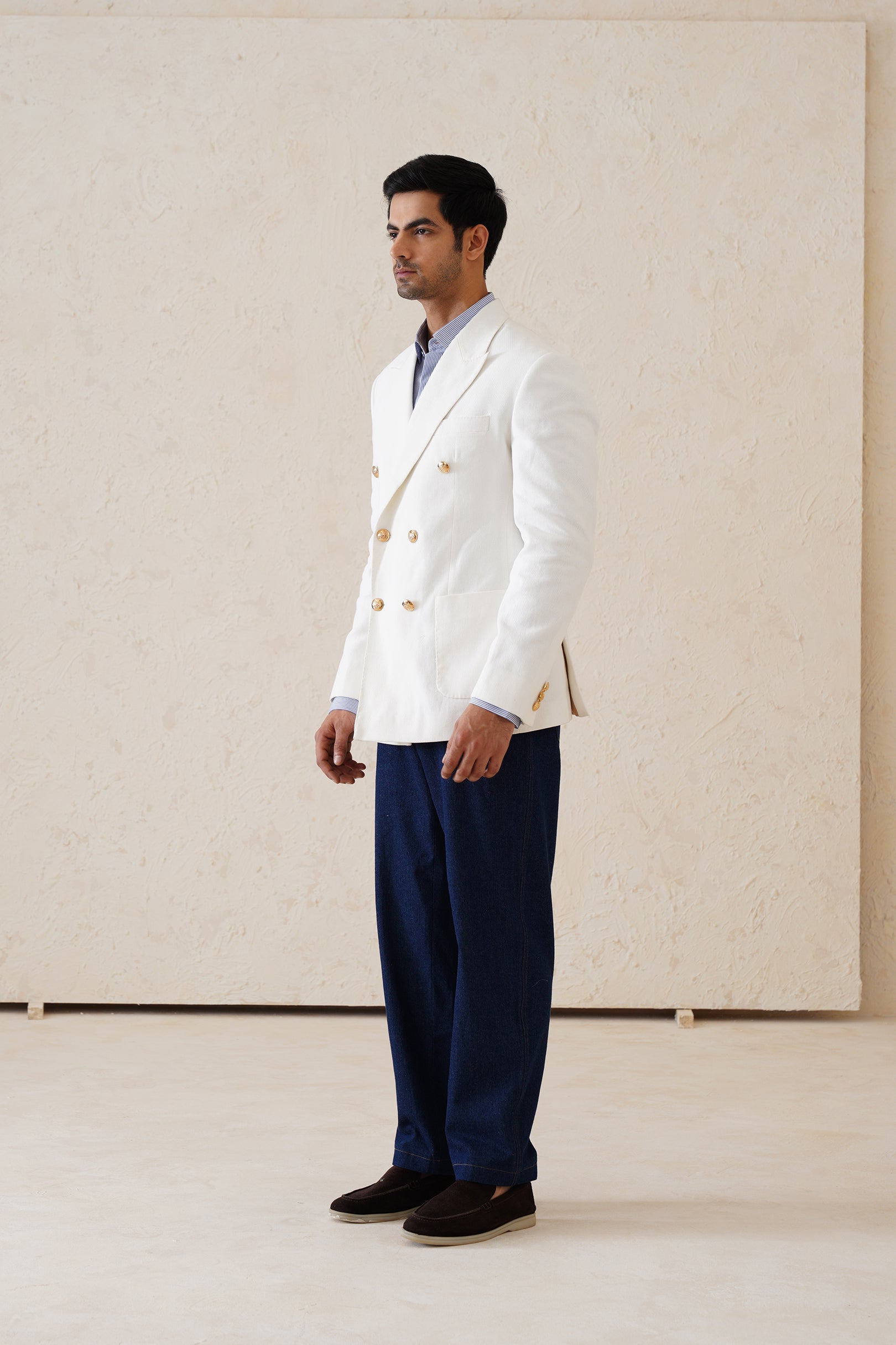 Denim White Blazer