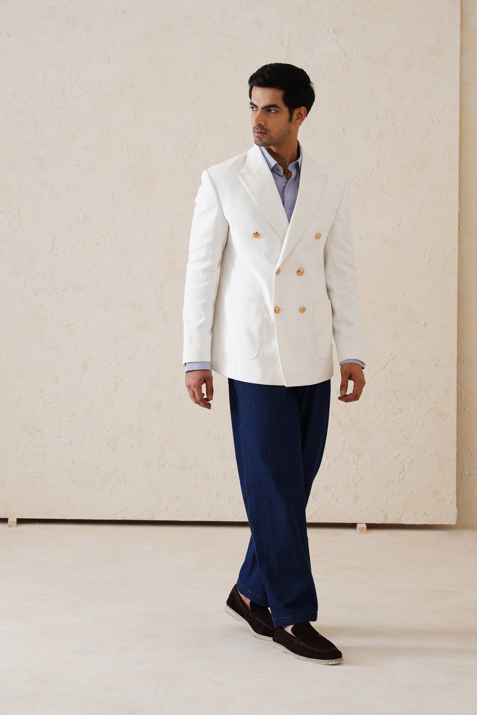 Denim White Blazer