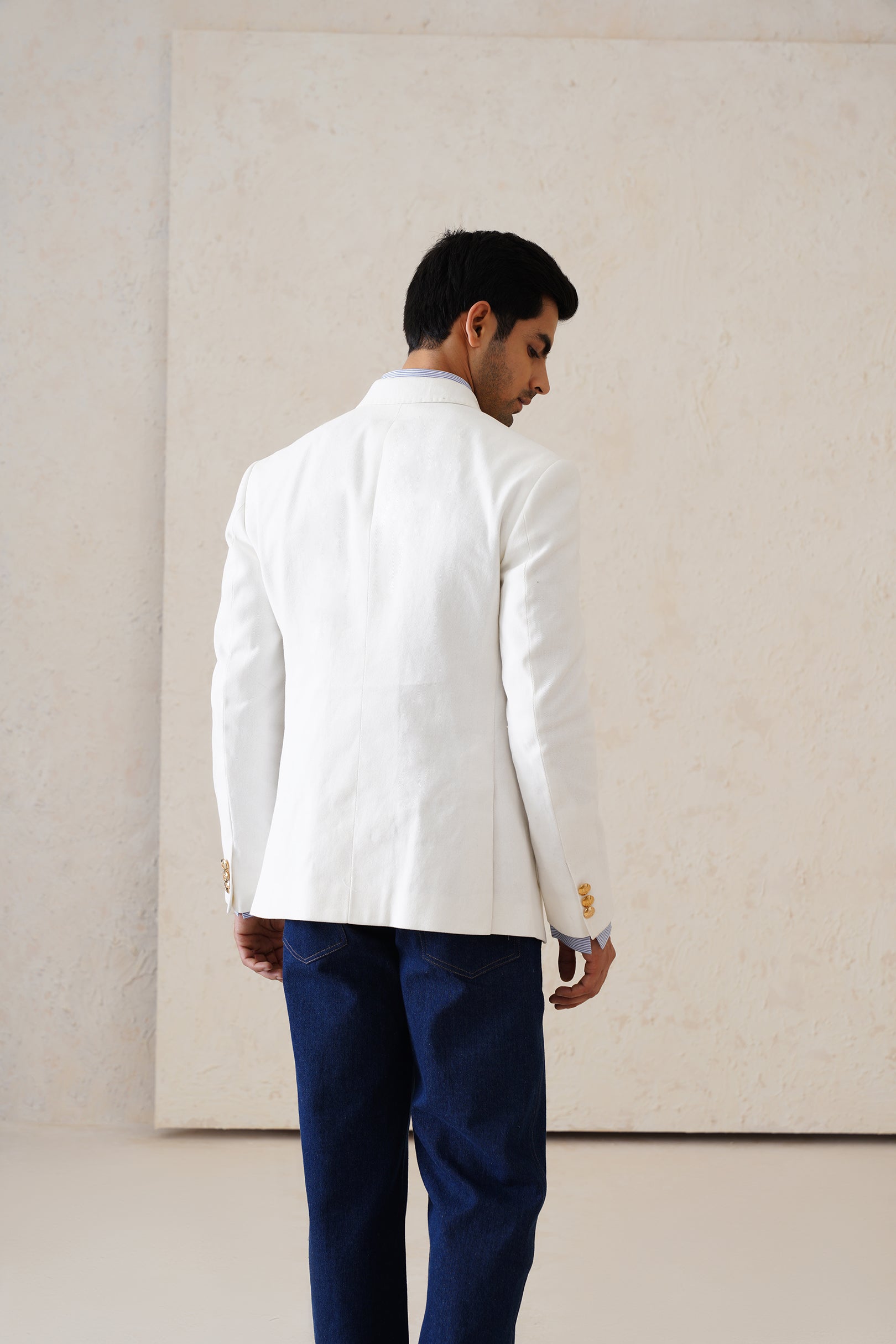 Denim White Blazer