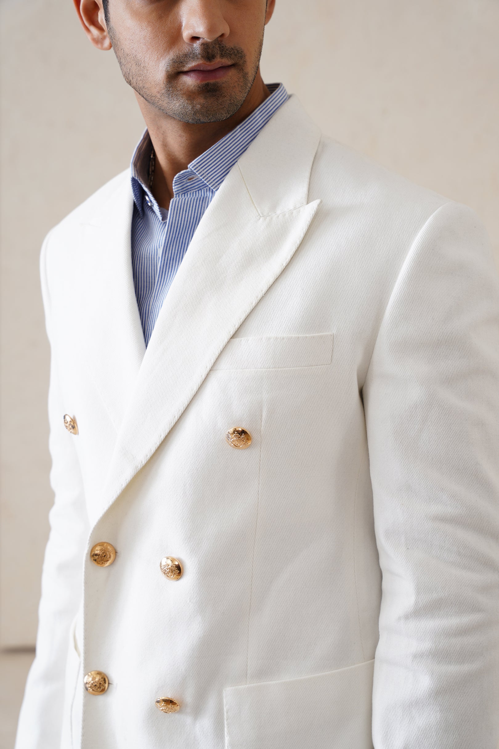 Denim White Blazer