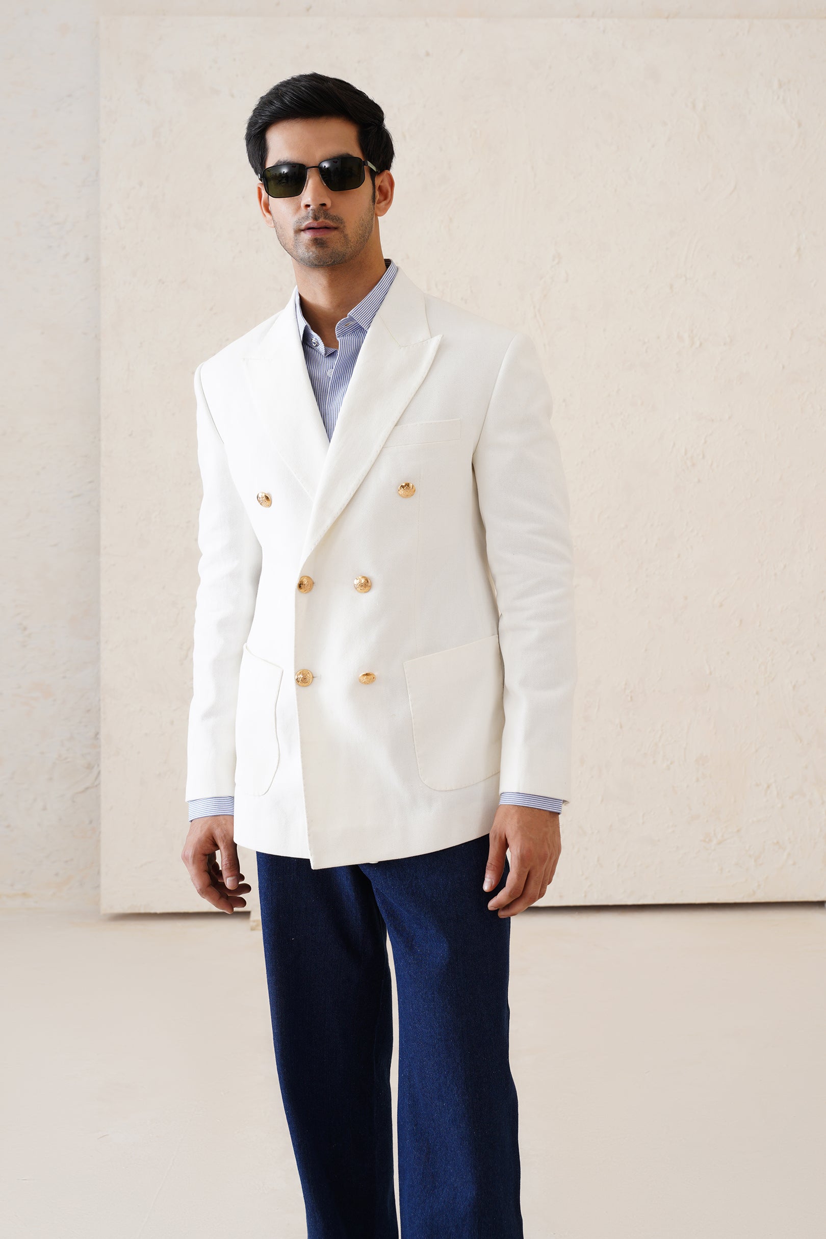 Denim White Blazer