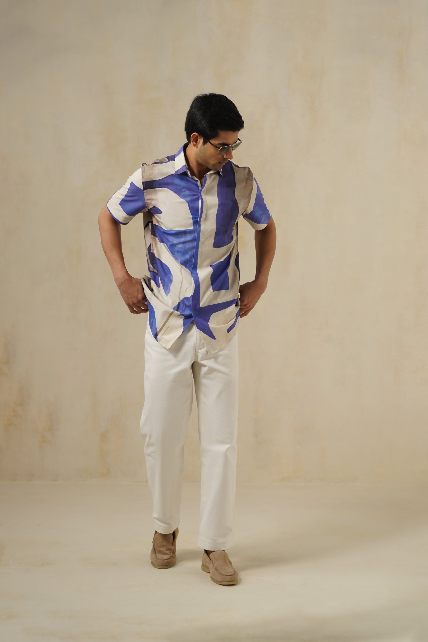 Blue Canvas | Men's Printed Cotton-Linen Shirt
