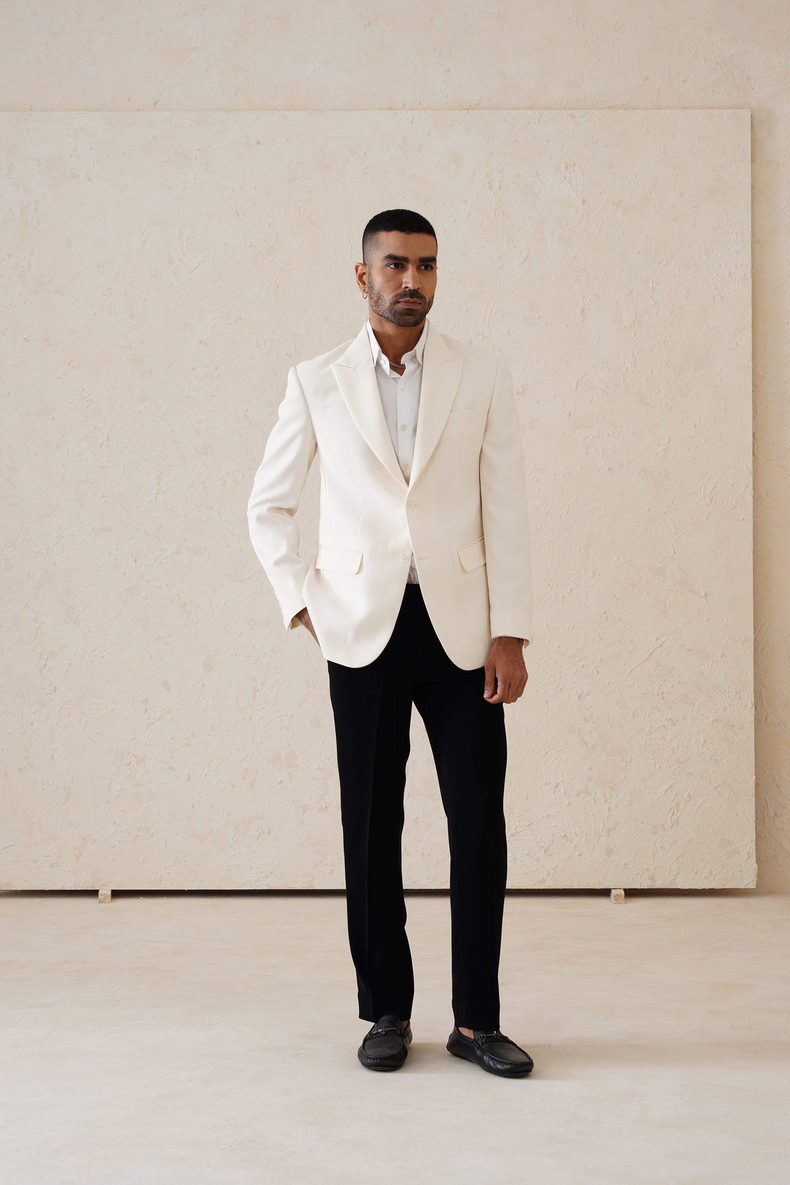 Saqib Saleem in White Tuxedo Jacket