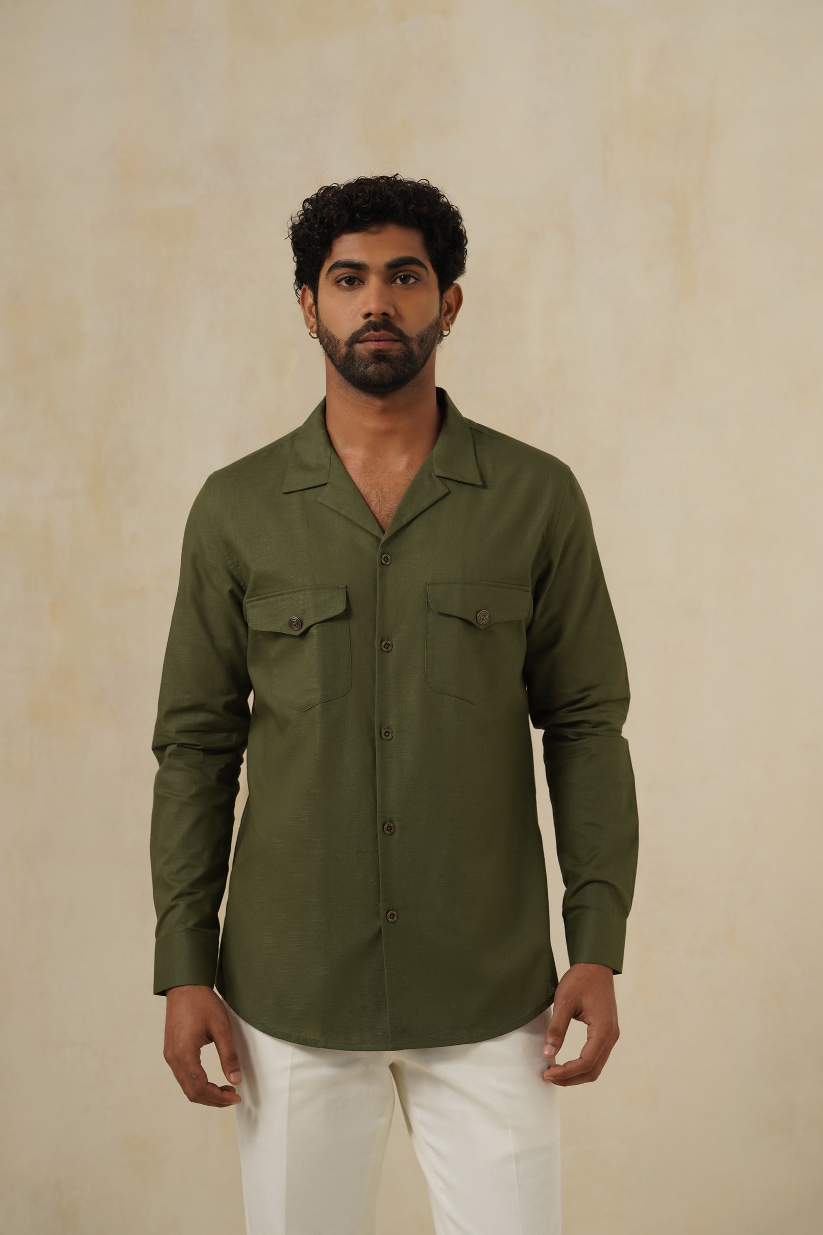 Khaki Safari Shirt | Men's Linen Shirt