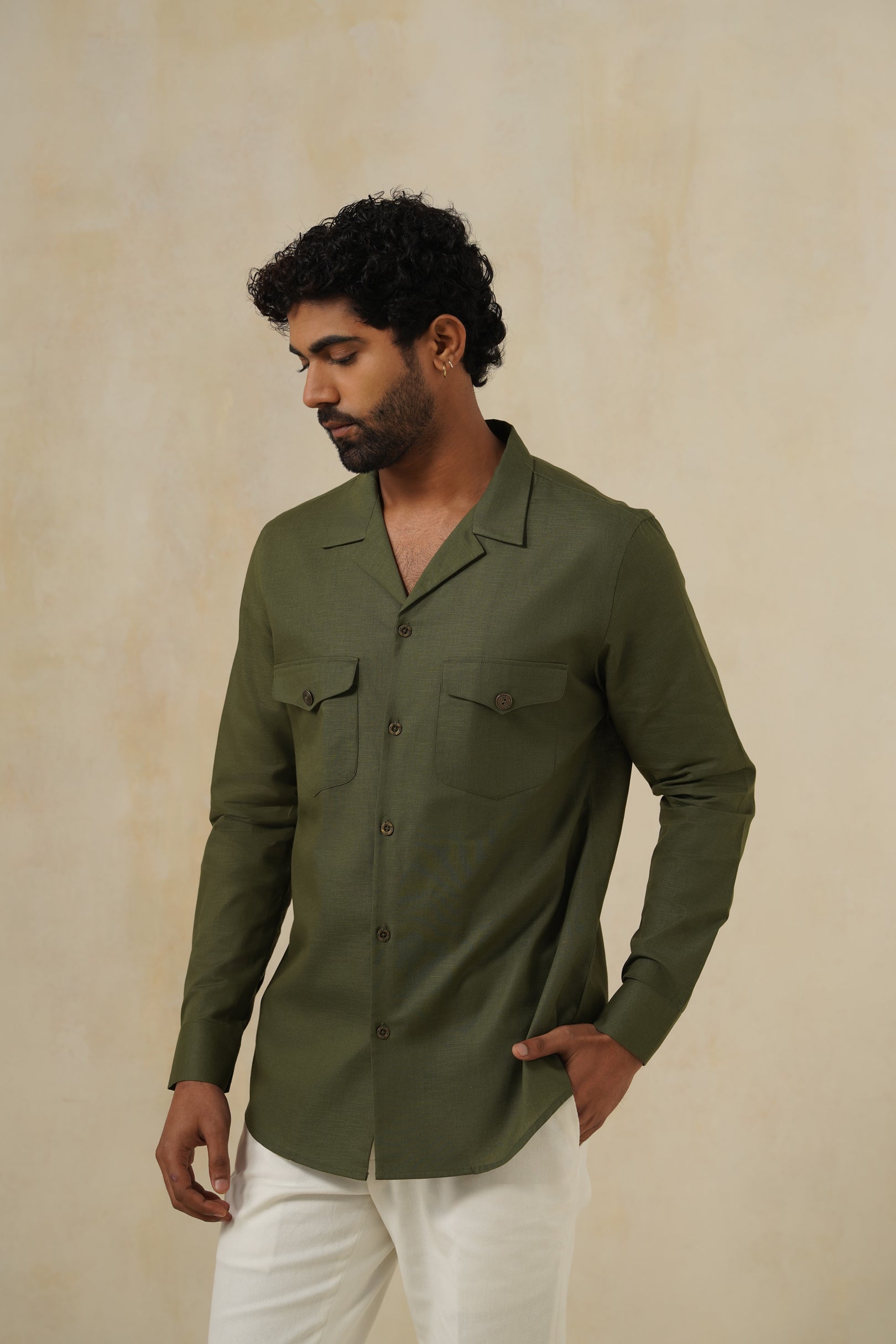 Khaki Safari Shirt | Men's Linen Shirt