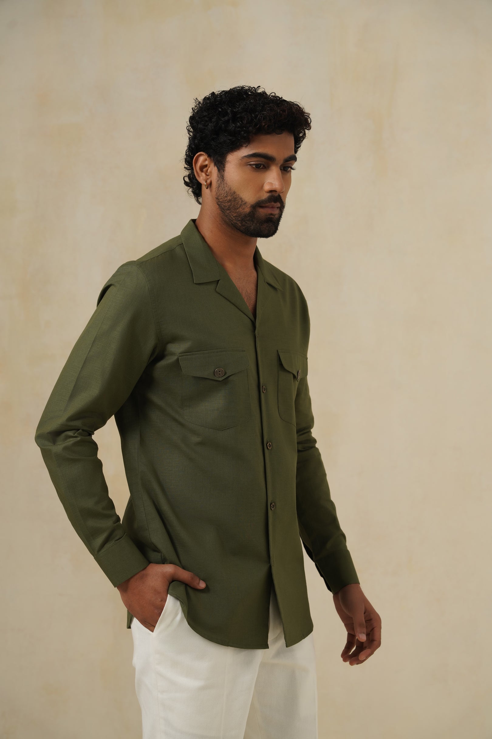 Khaki Safari Shirt | Men's Linen Shirt