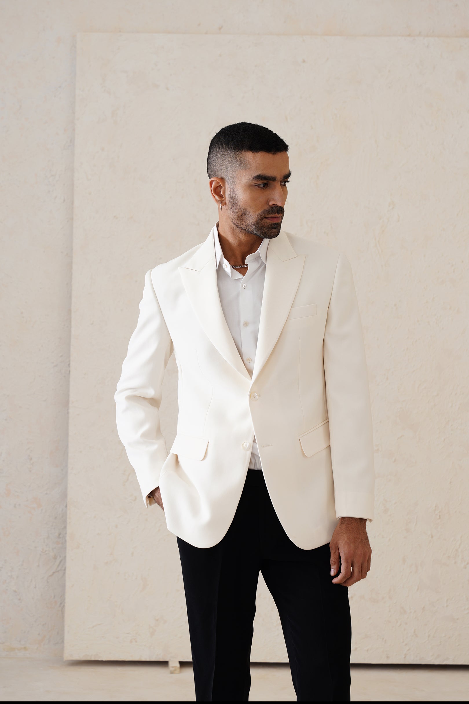 Saqib Saleem in White Tuxedo Jacket
