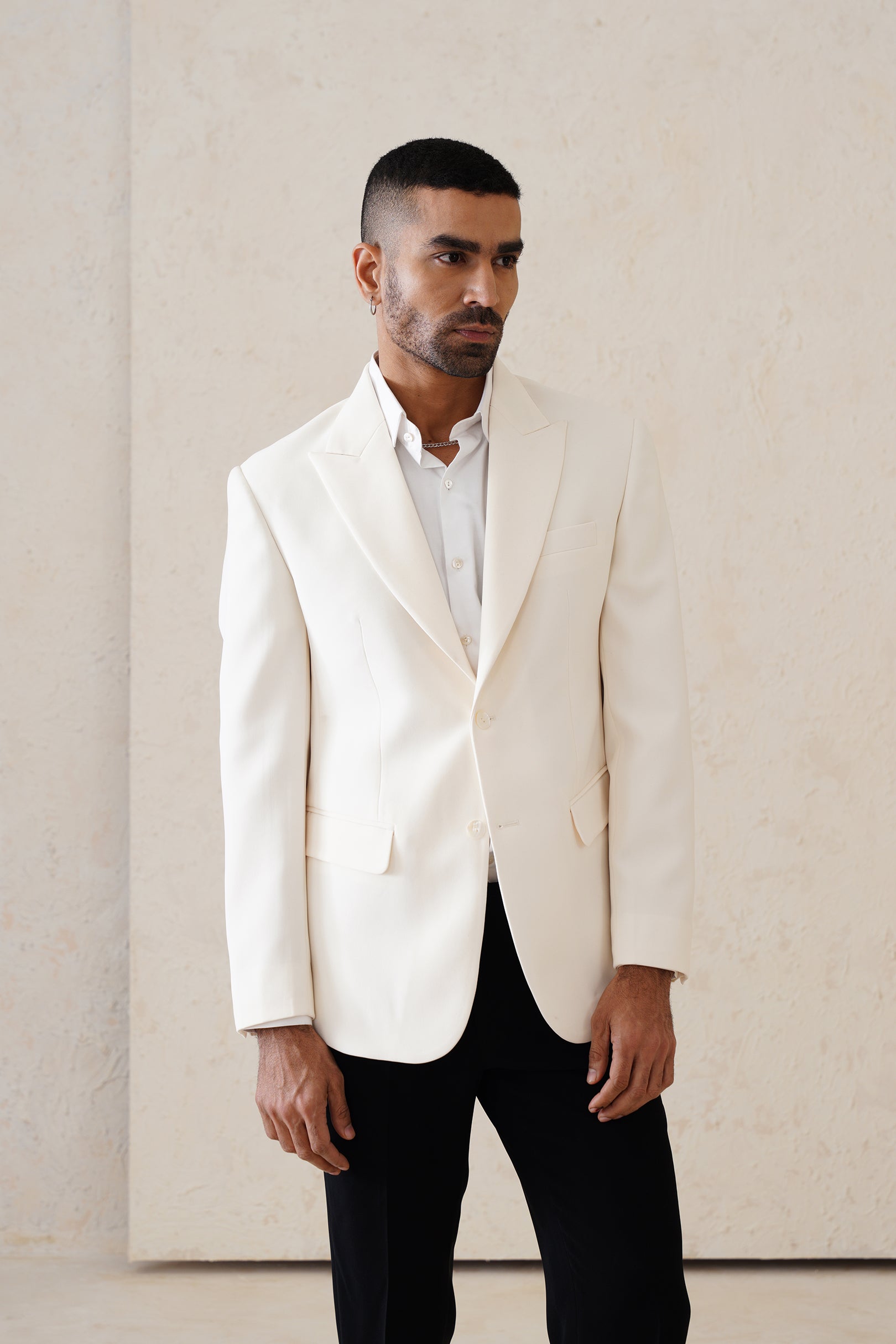 Saqib Saleem in White Tuxedo Jacket