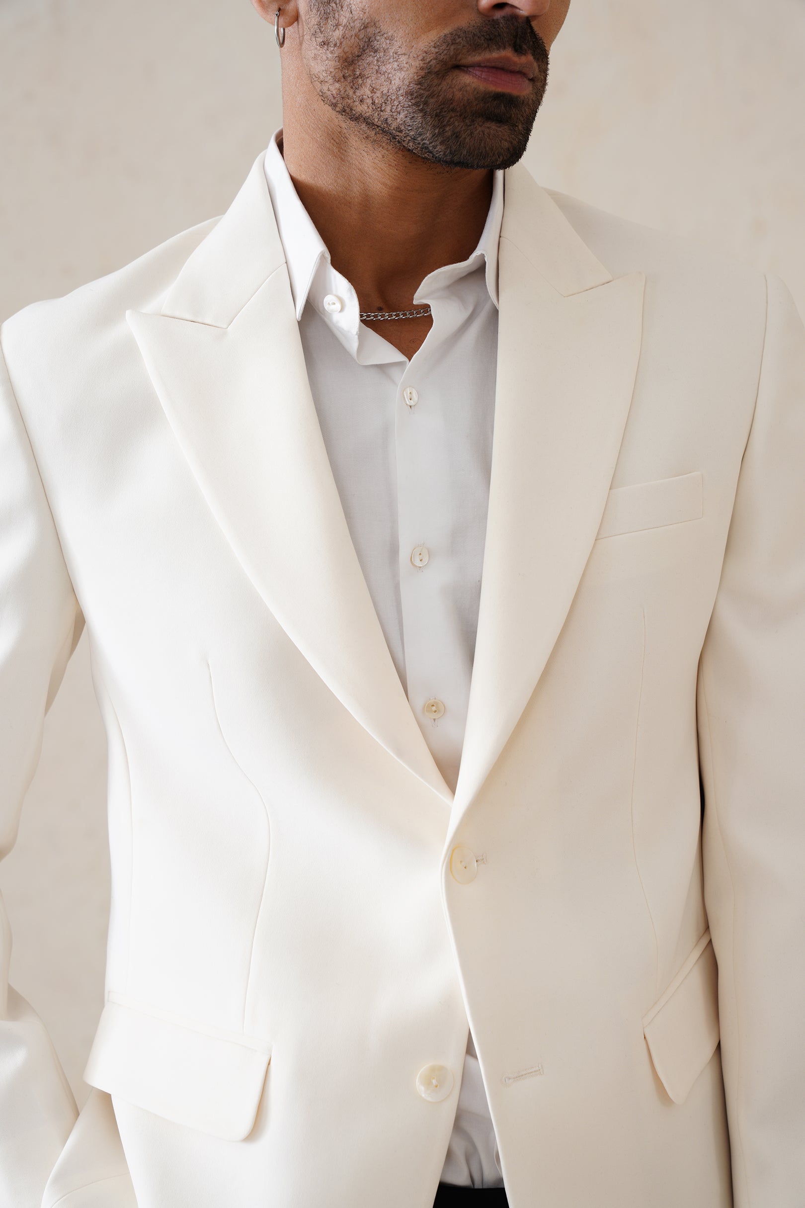 Saqib Saleem in White Tuxedo Jacket