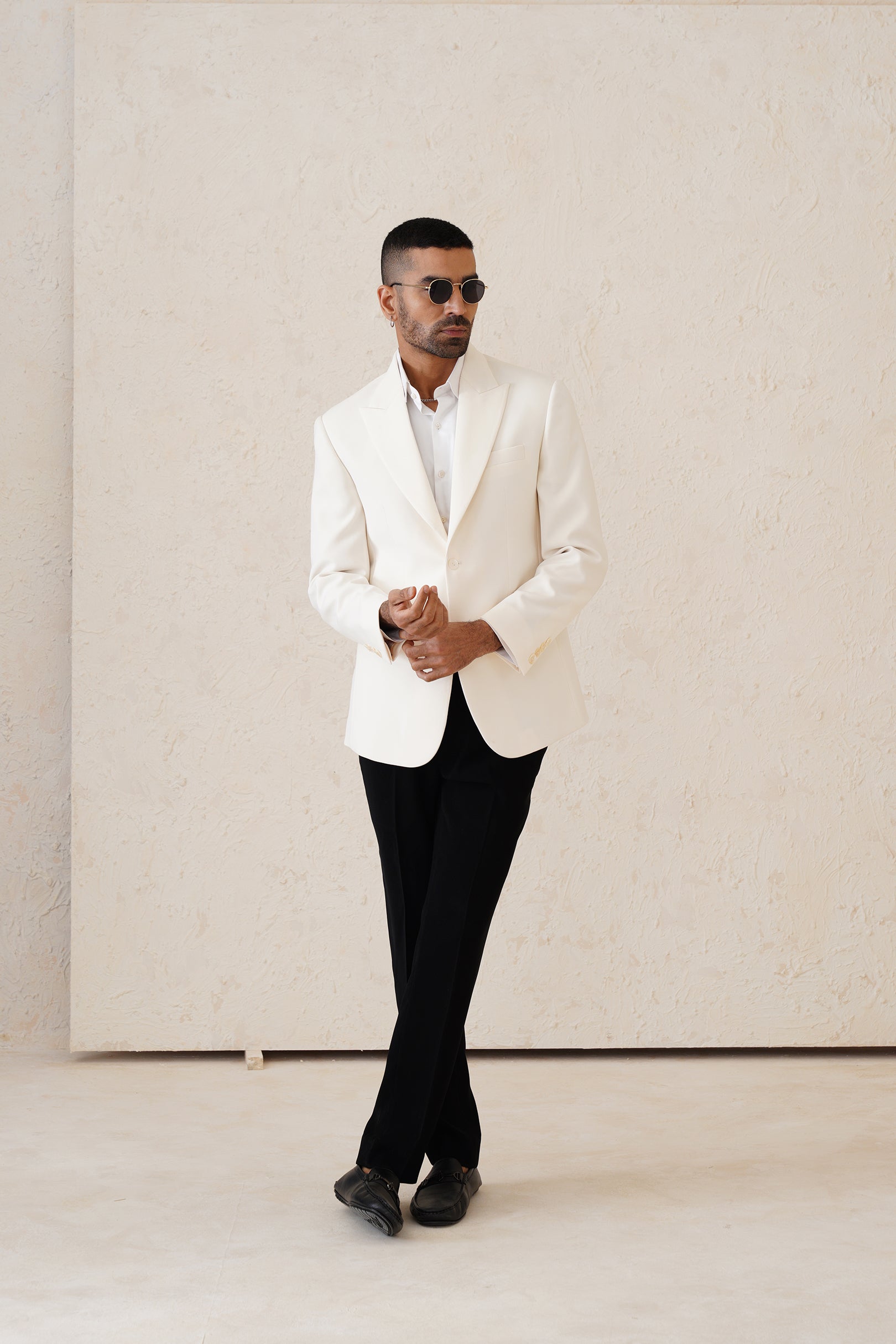 Saqib Saleem in White Tuxedo Jacket