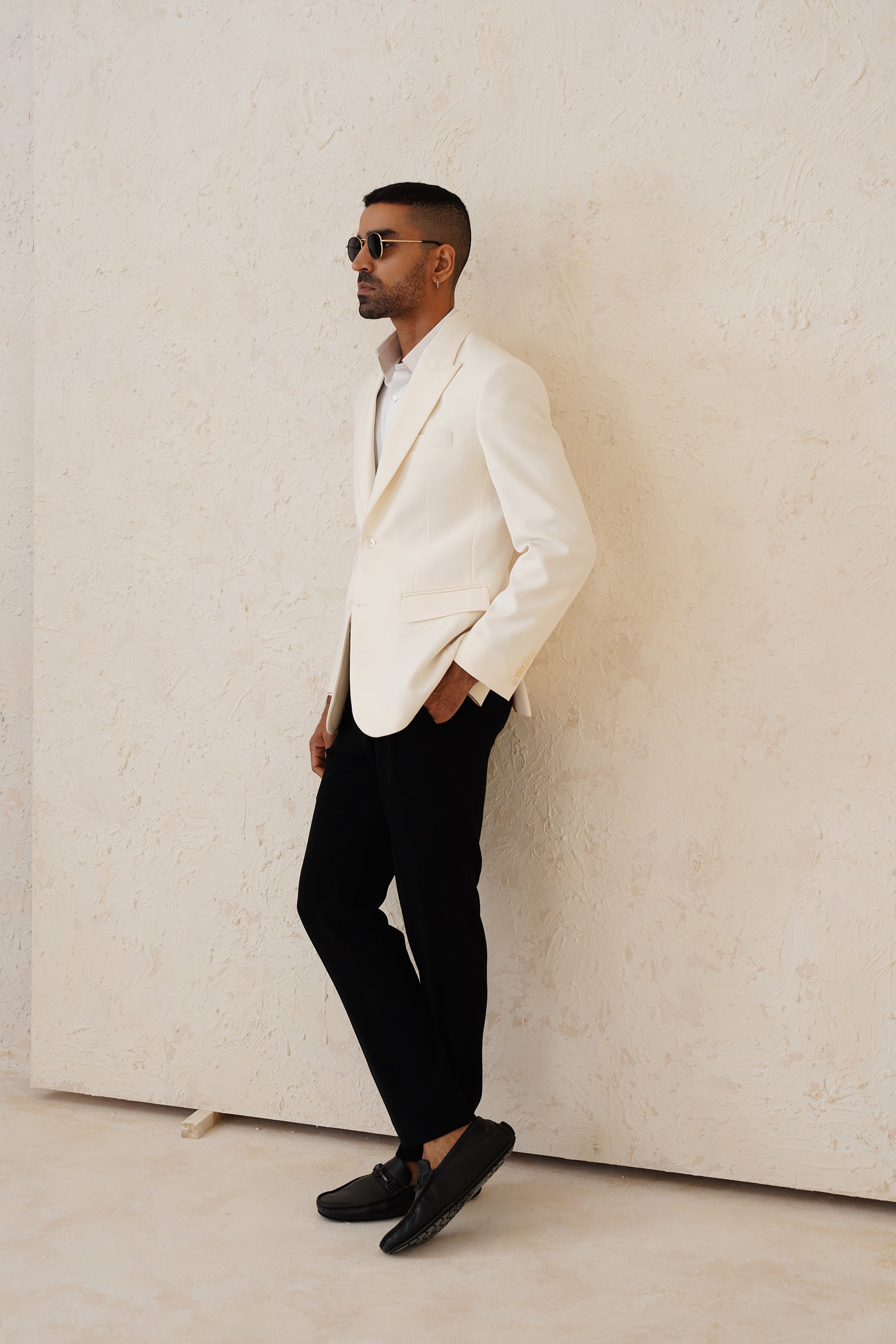 Saqib Saleem in White Tuxedo Jacket