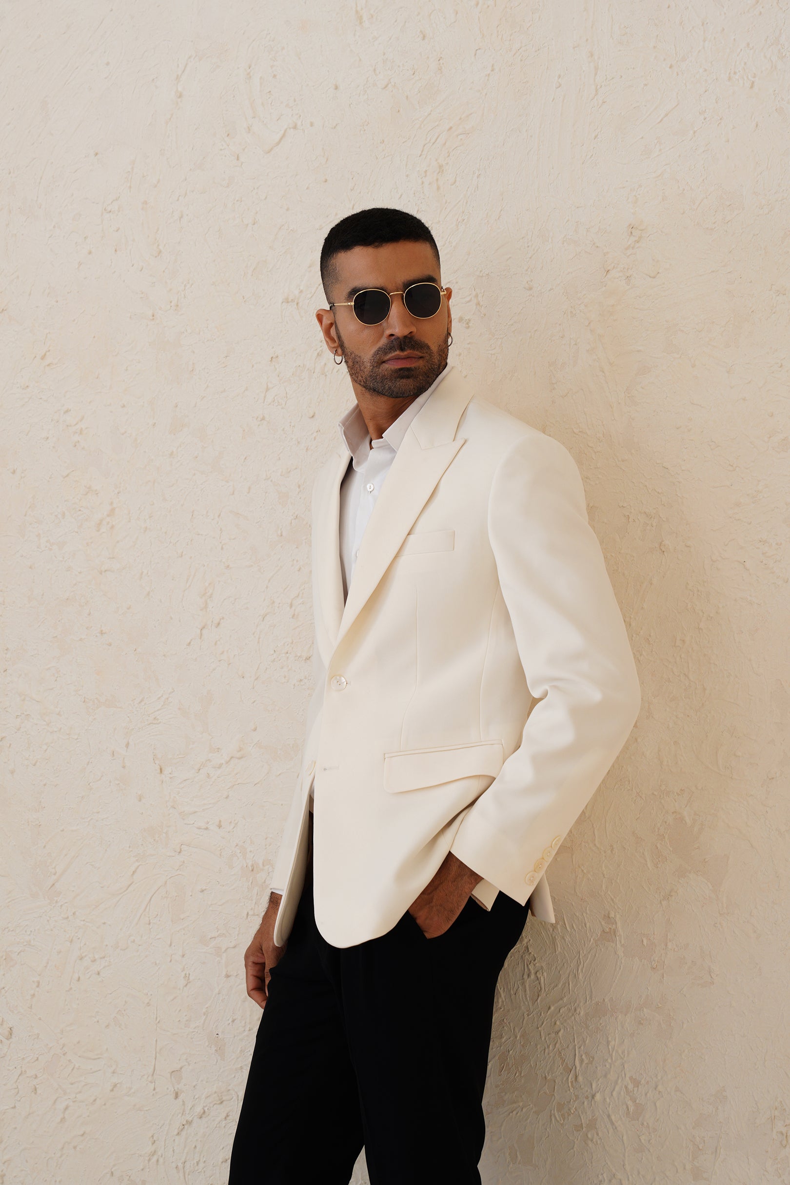 Saqib Saleem in White Tuxedo Jacket