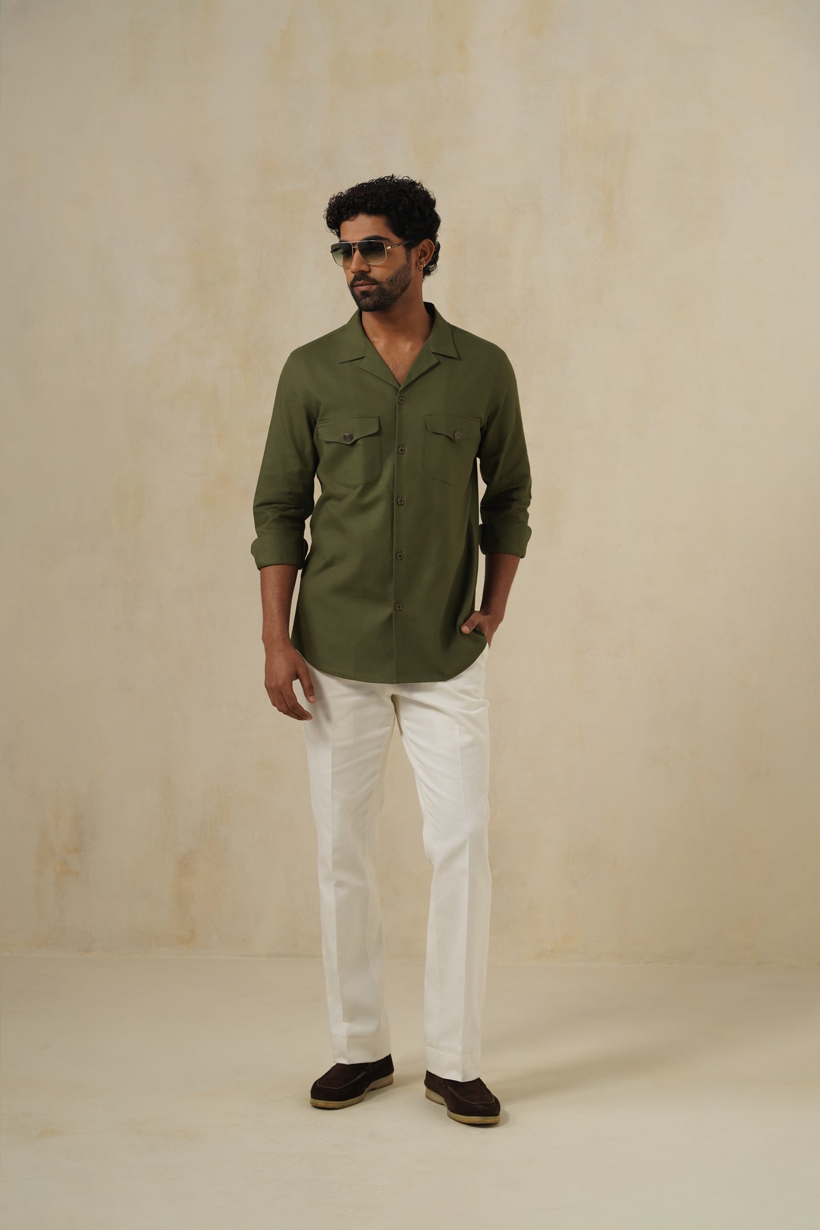 Khaki Safari Shirt | Men's Linen Shirt