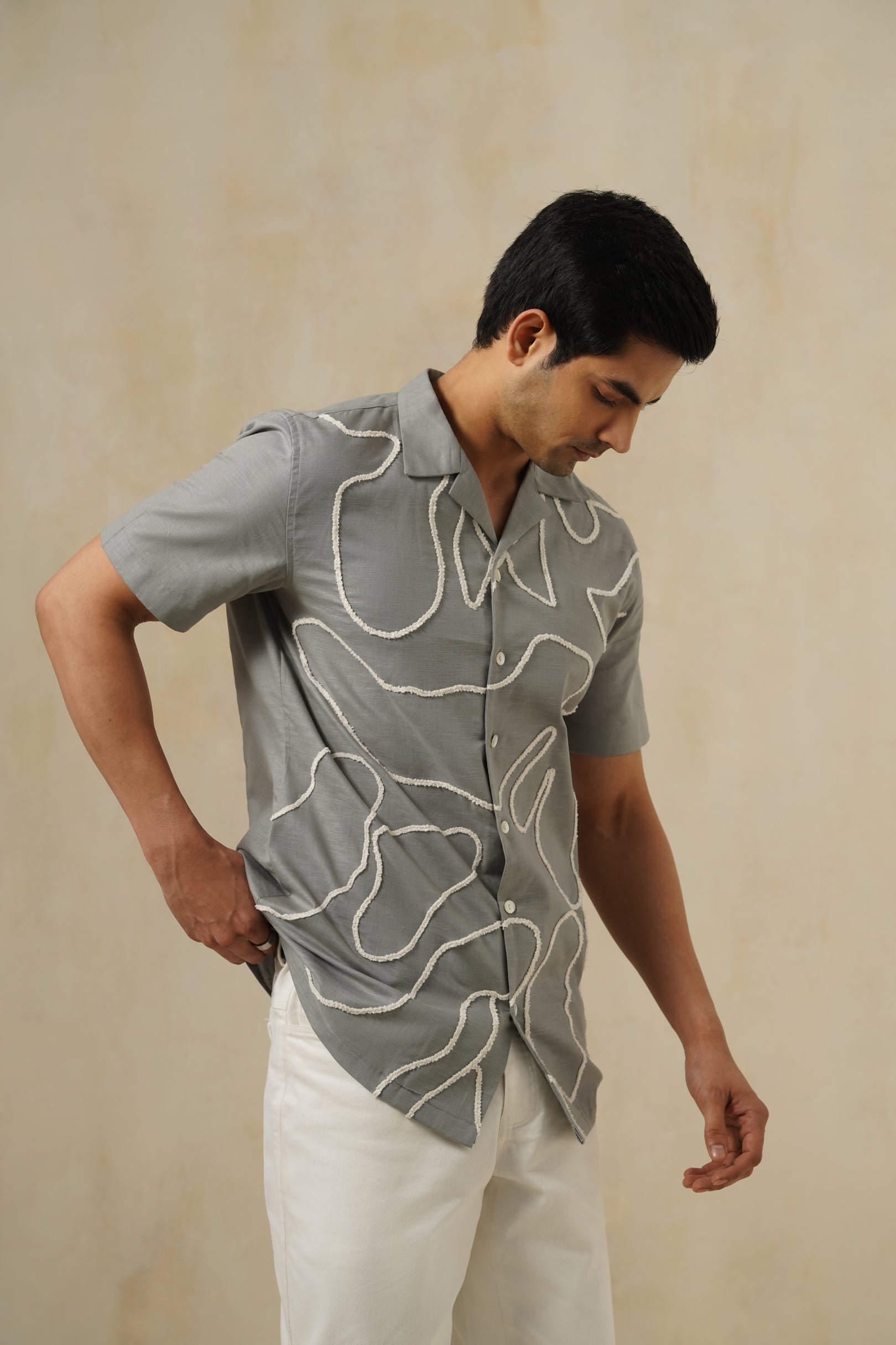 Freeform Grey | Men's Grey Cotton-Linen Shirt