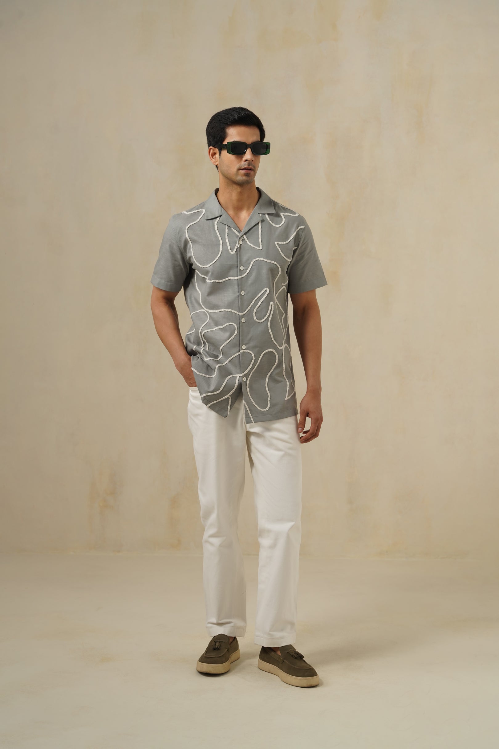 Freeform Grey | Men's Grey Cotton-Linen Shirt