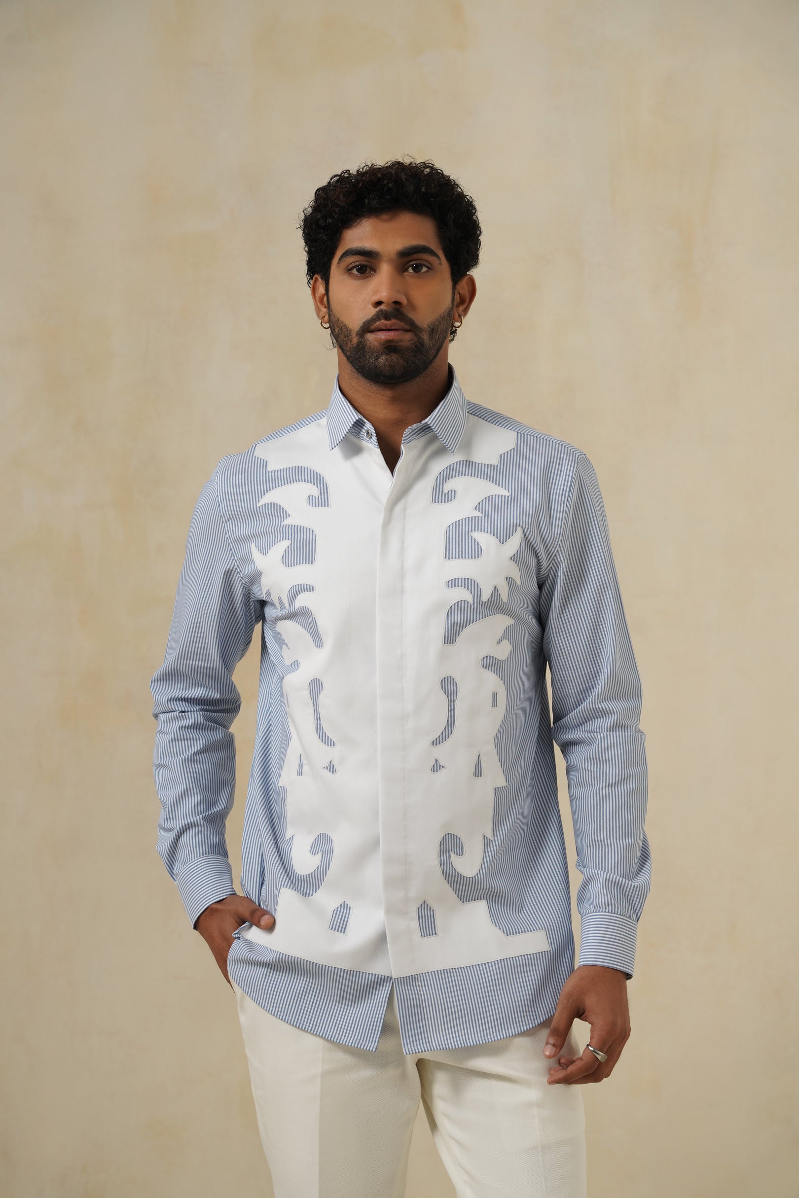 Palméa | Men's Pinstripe Emb Cotton Shirt