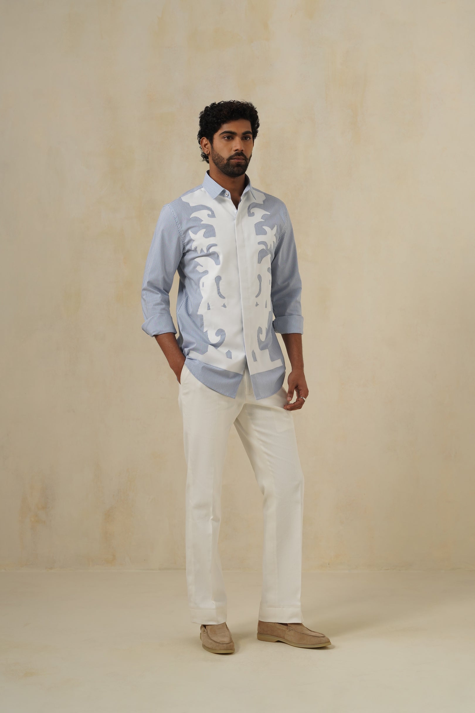 Palméa | Men's Pinstripe Emb Cotton Shirt