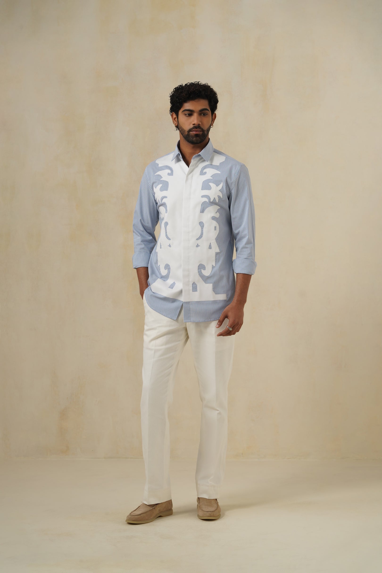 Palméa | Men's Pinstripe Emb Cotton Shirt