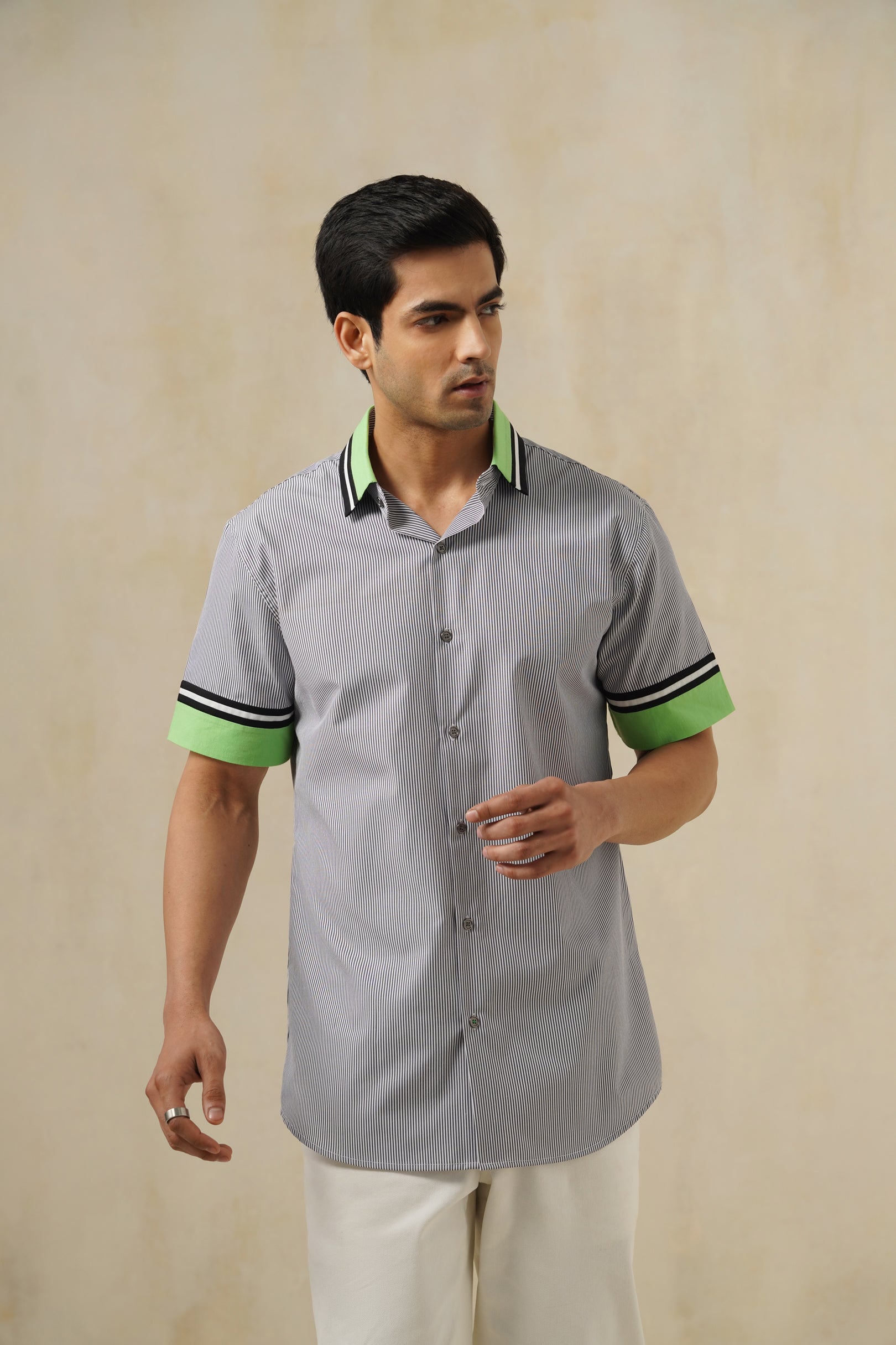 Volt Stripe | Men's Pinstripe Emb Cotton Shirt