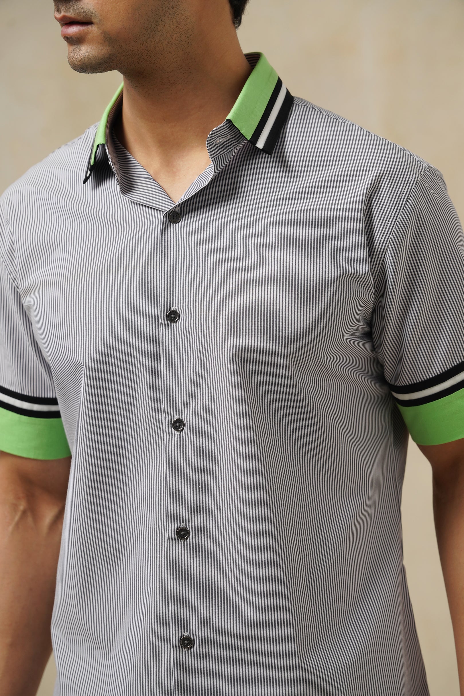 Volt Stripe | Men's Pinstripe Emb Cotton Shirt