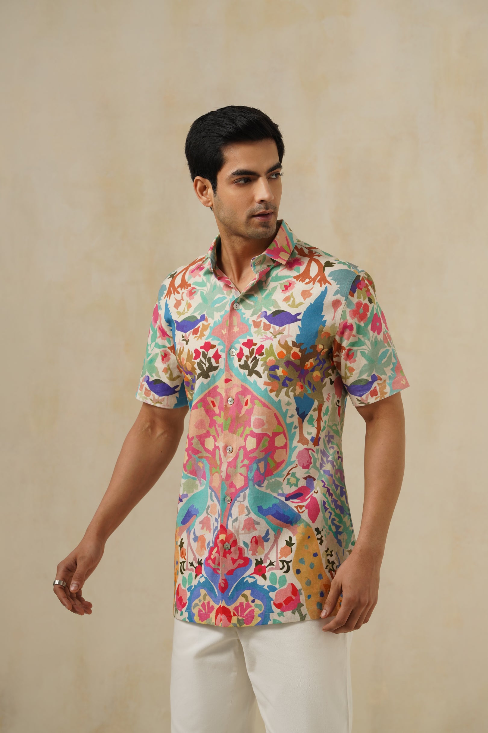 Bloom | Men's Printed Cotton-Linen Shirt