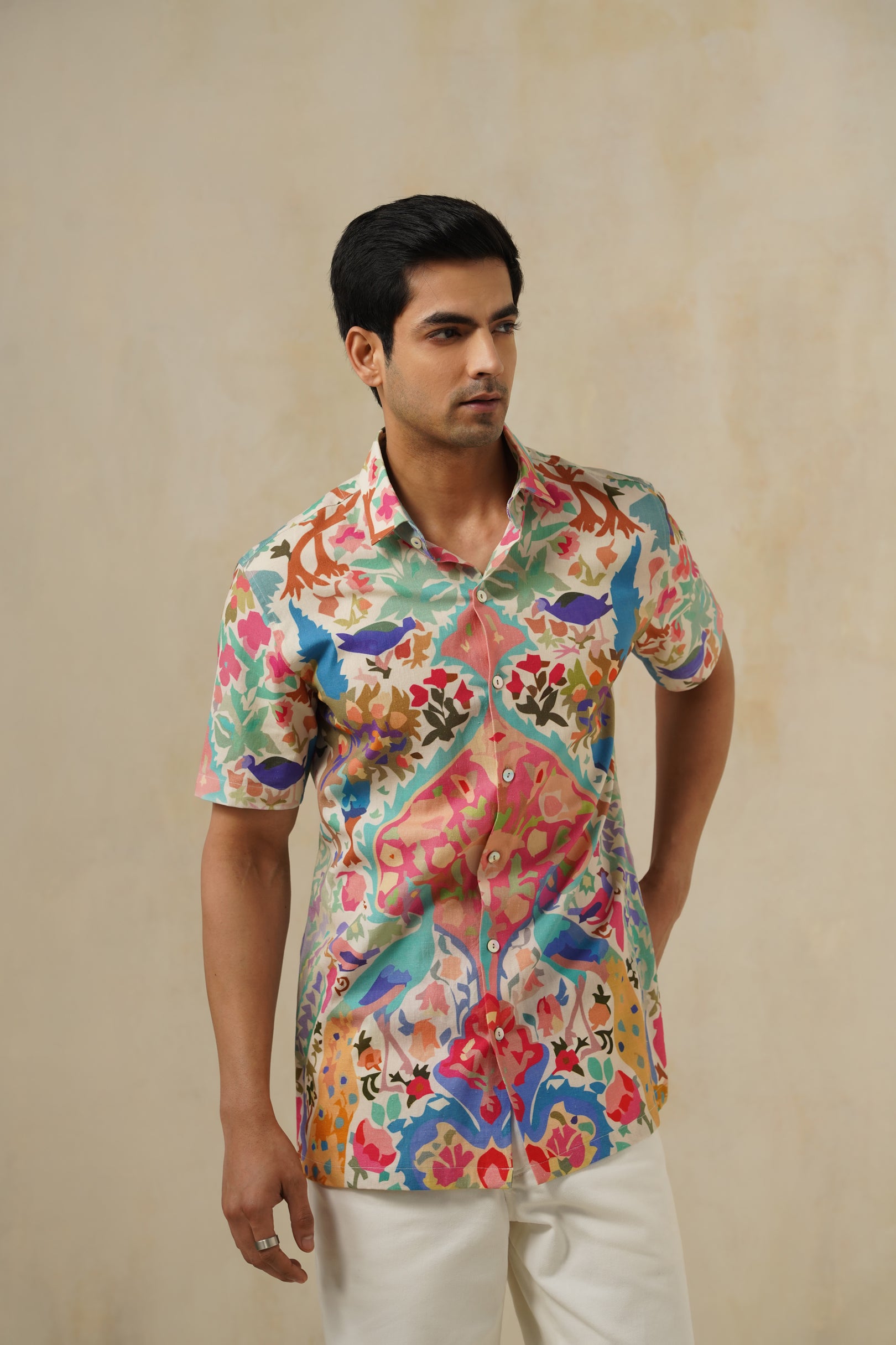 Bloom | Men's Printed Cotton-Linen Shirt
