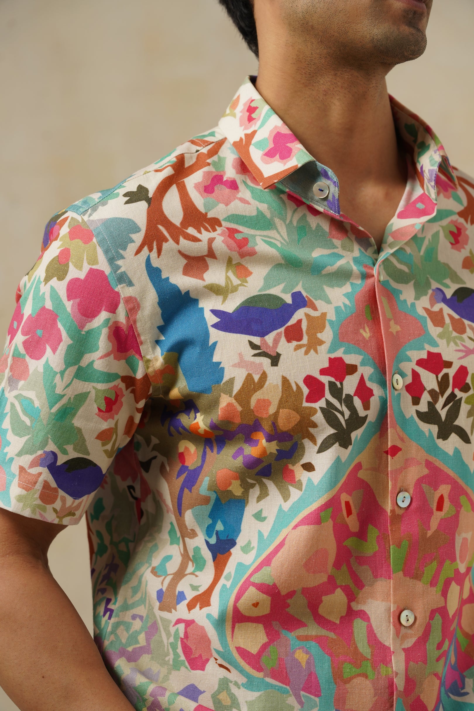 Bloom | Men's Printed Cotton-Linen Shirt