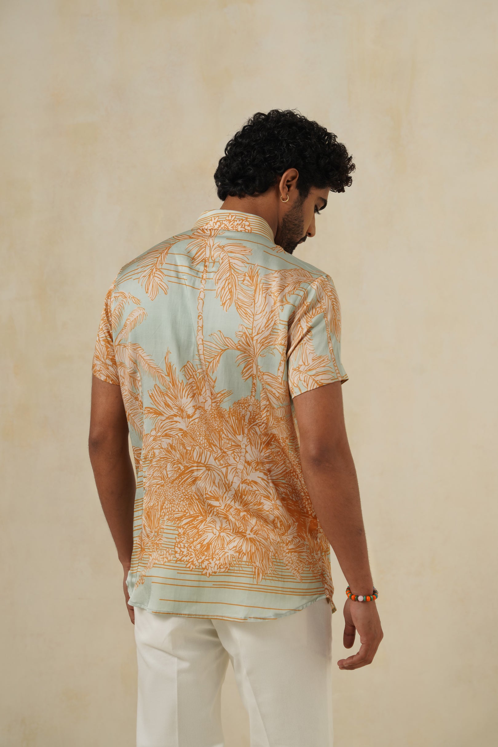 Terra Gold | Men's Printed Cotton-Linen Shirt