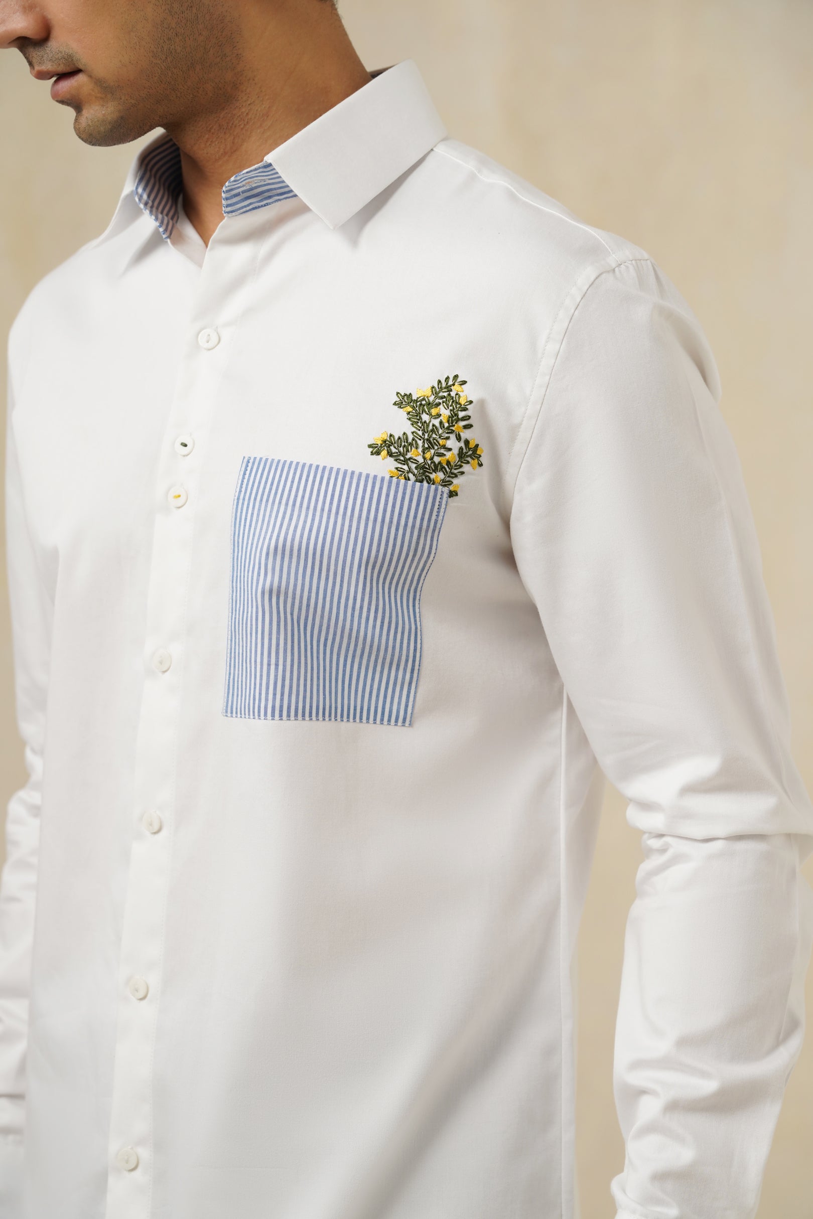 Maison Bloom | Men's White Cotton Shirt