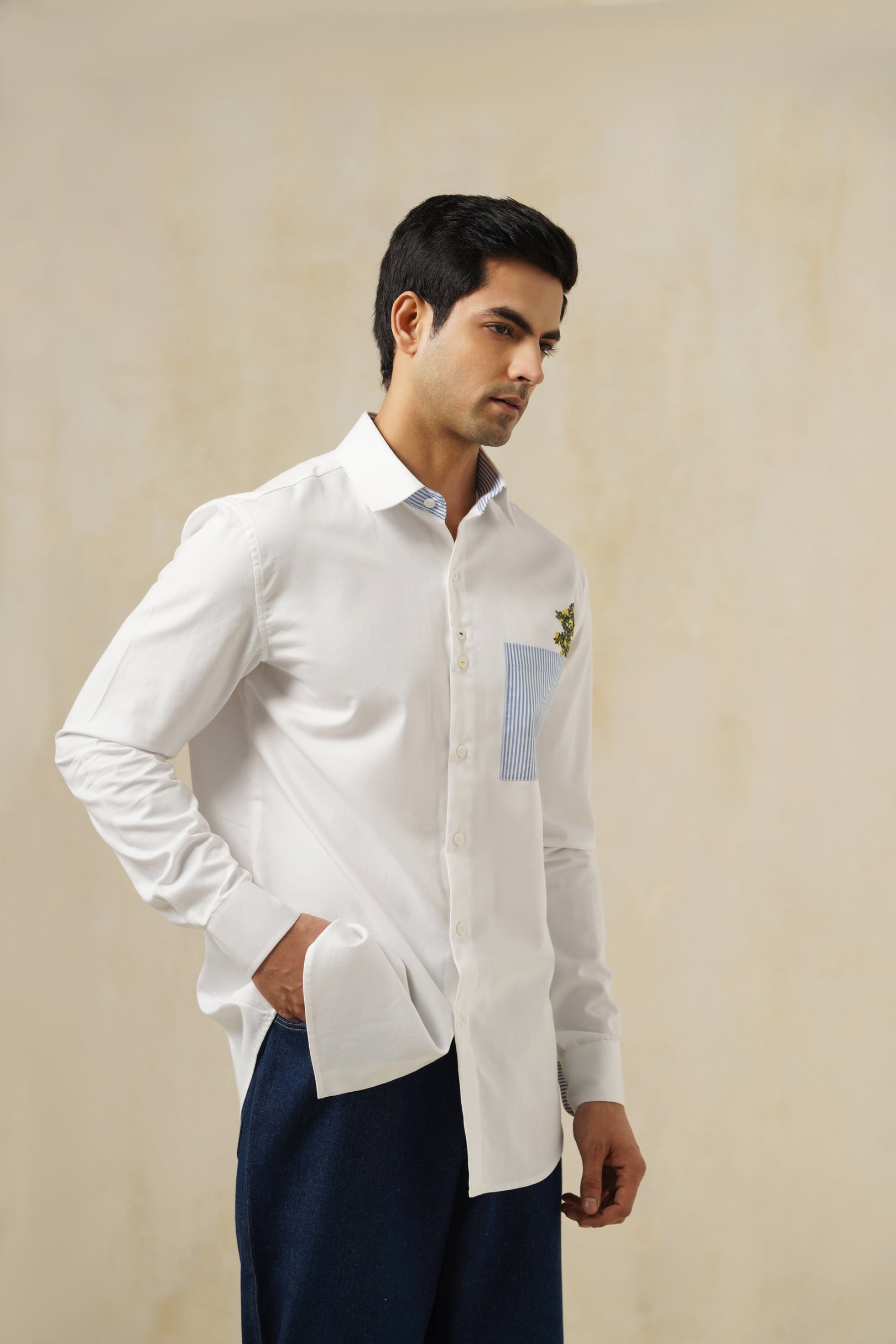 Maison Bloom | Men's White Cotton Shirt